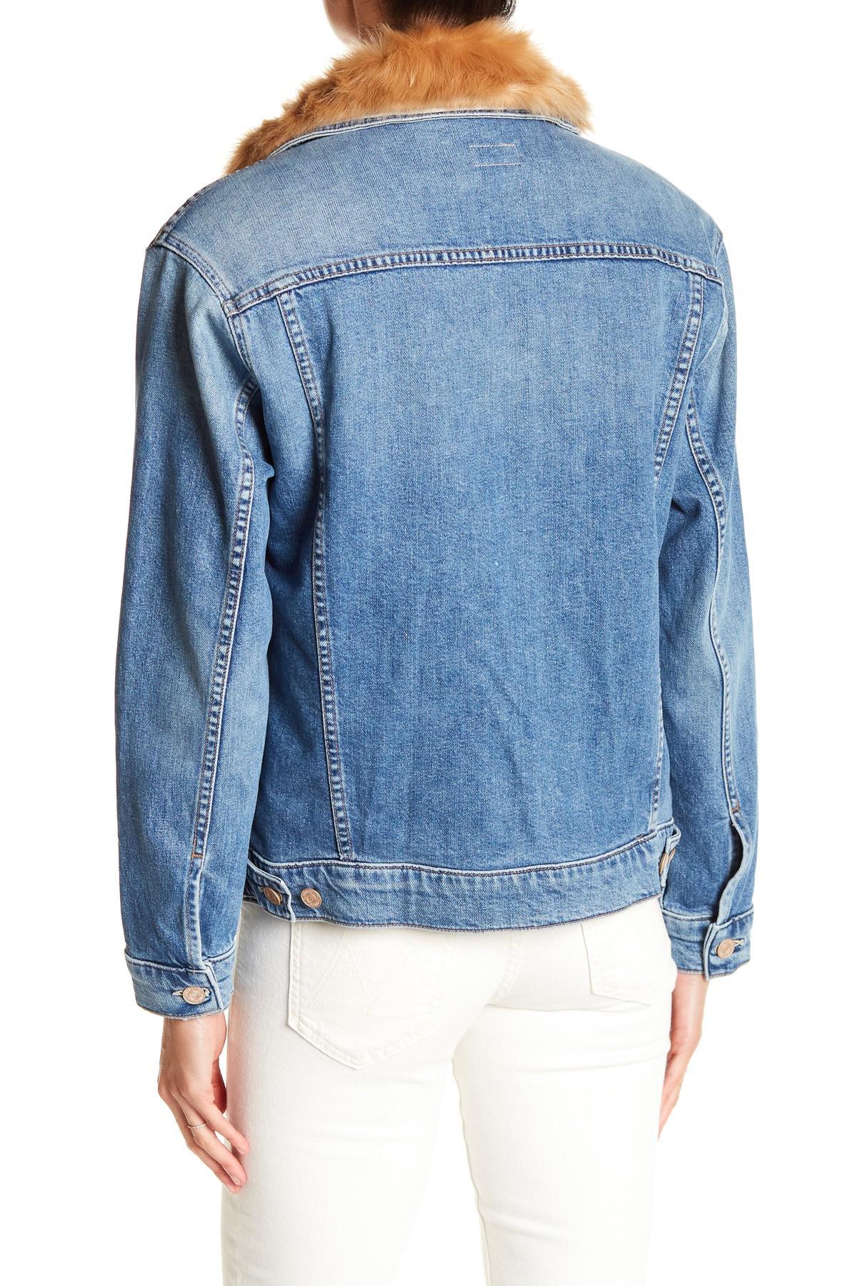 Mother The Furry Drifter Faux Fur Lined Denim Jacket in Blue Lyst
