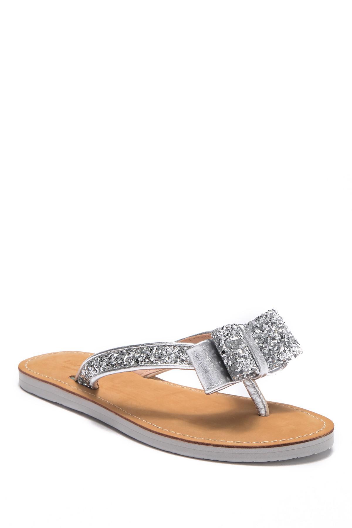 Kate Spade Icarda Glitter Bow Flip-flop in Metallic | Lyst