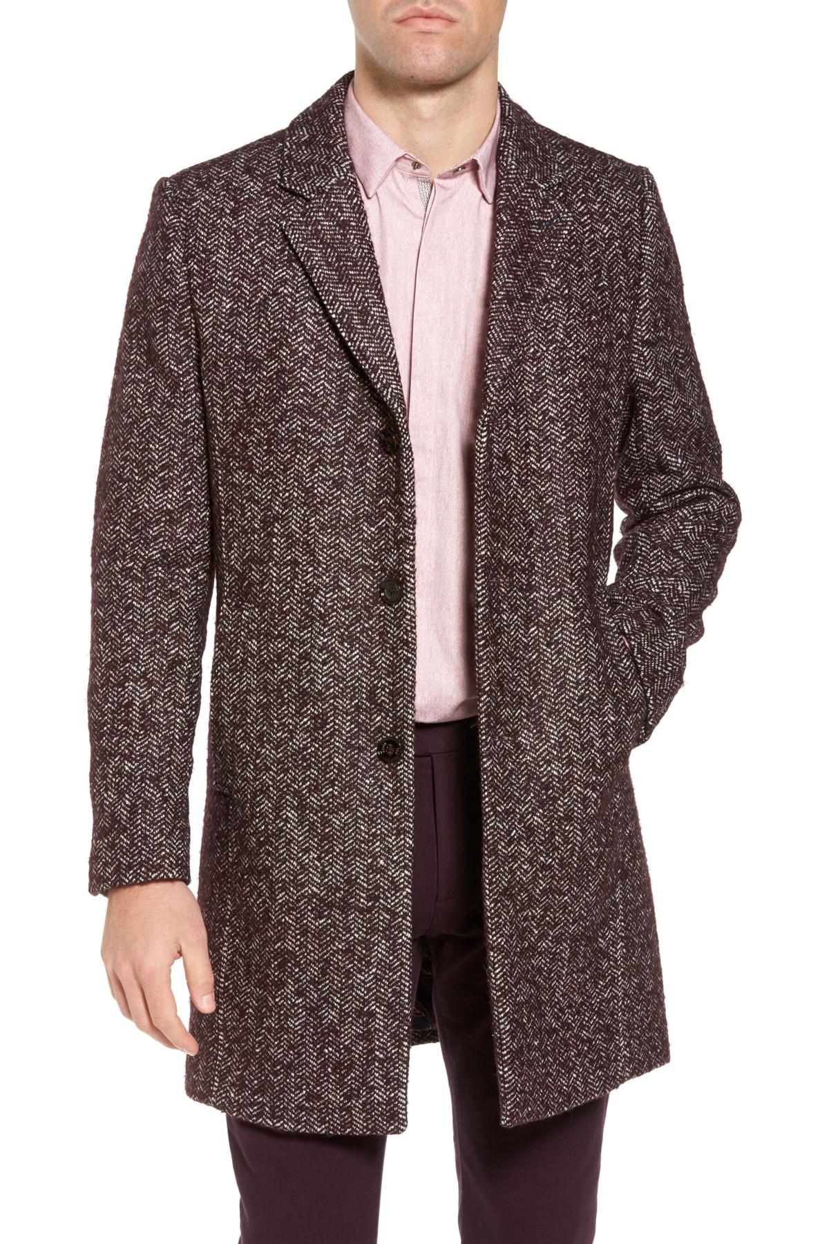 red herringbone coat