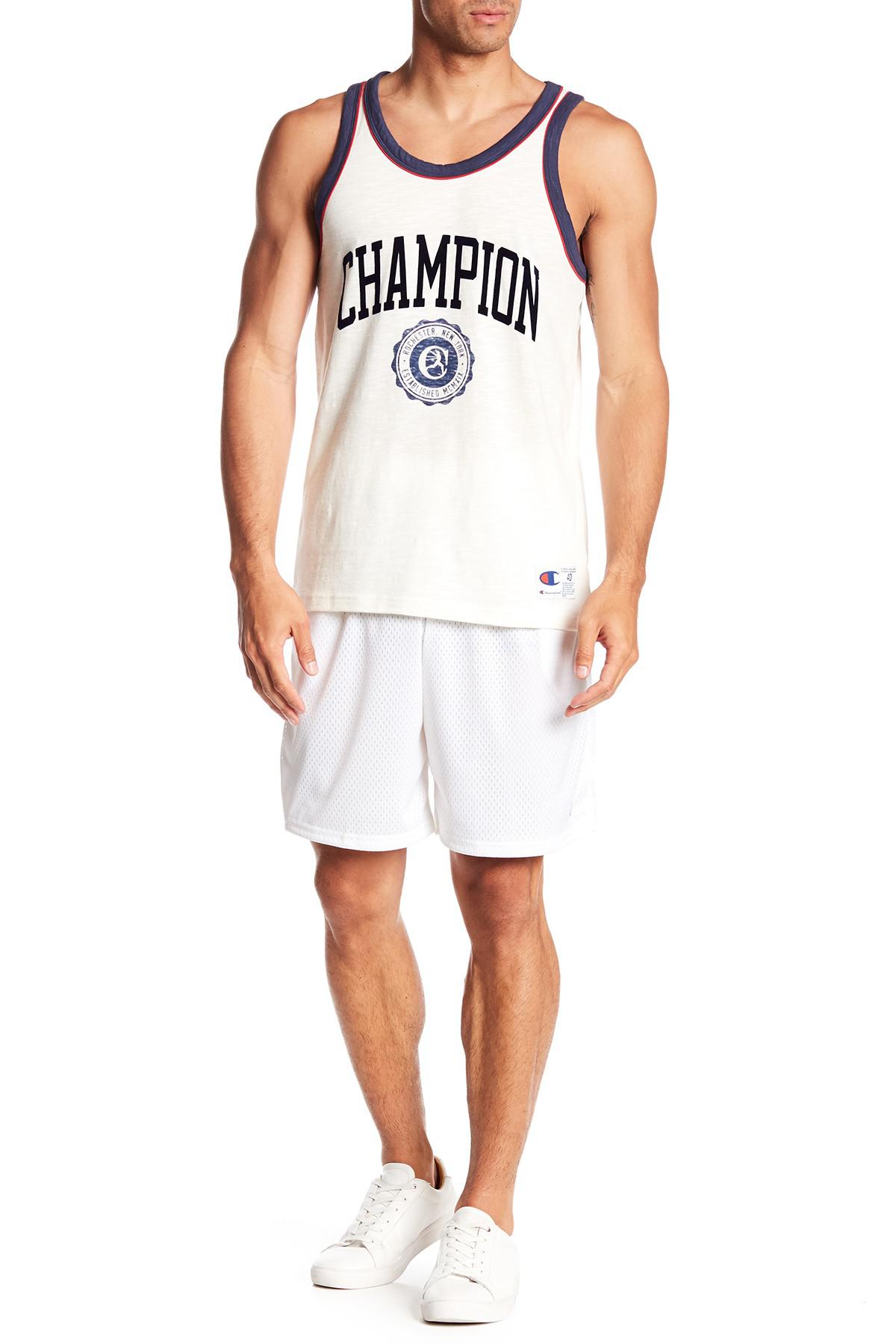 Download Champion Synthetic Mesh Basketball Shorts in White for Men ...