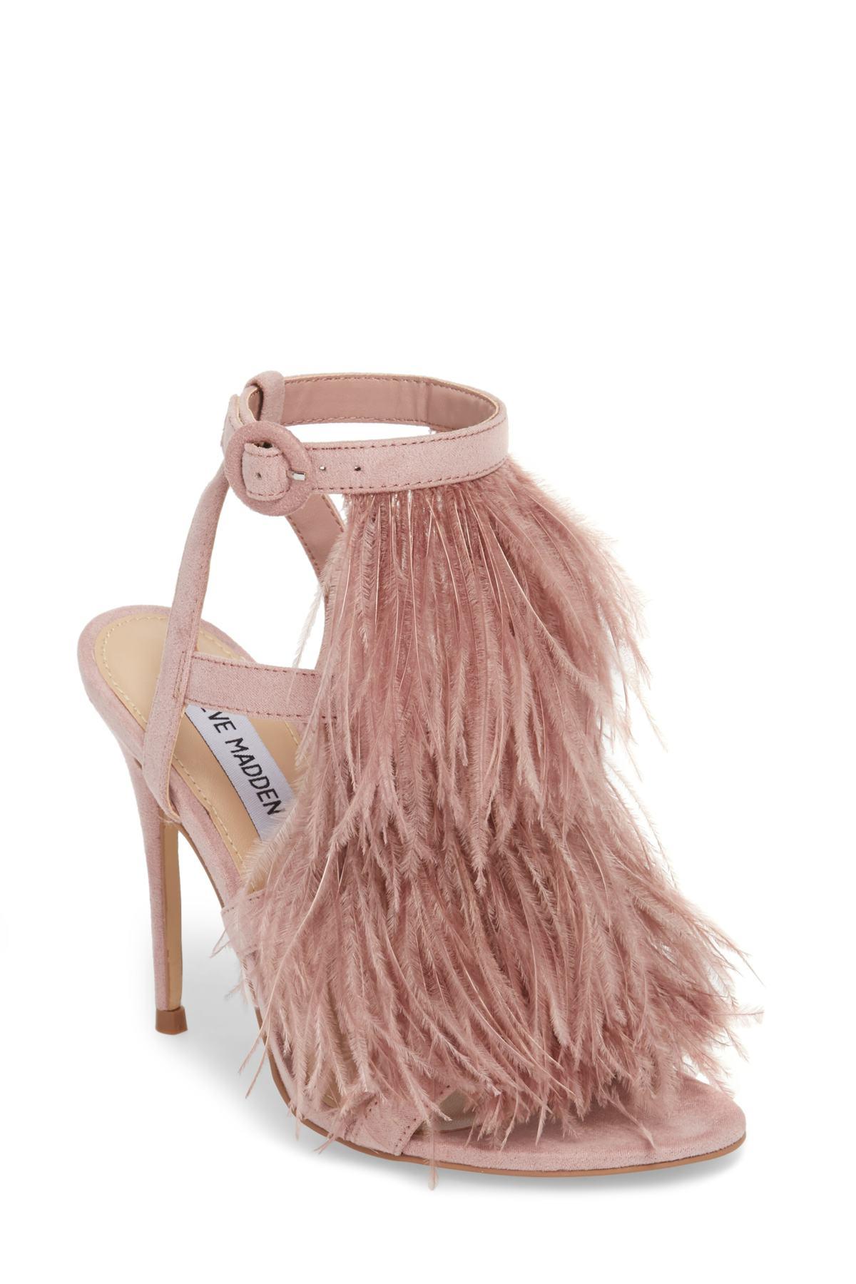 Steve Madden Fefe Feather Sandal in Pink | Lyst