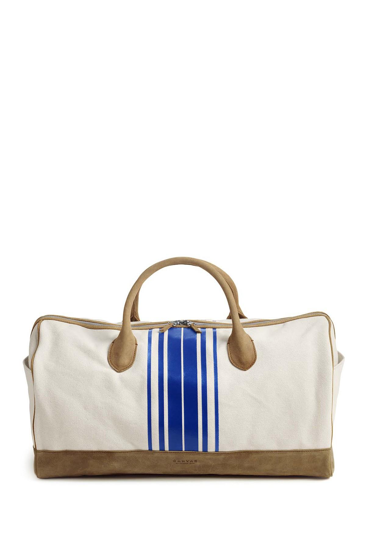 Lands&#39; End Canvas Striped Duffel Bag in Natural - Lyst