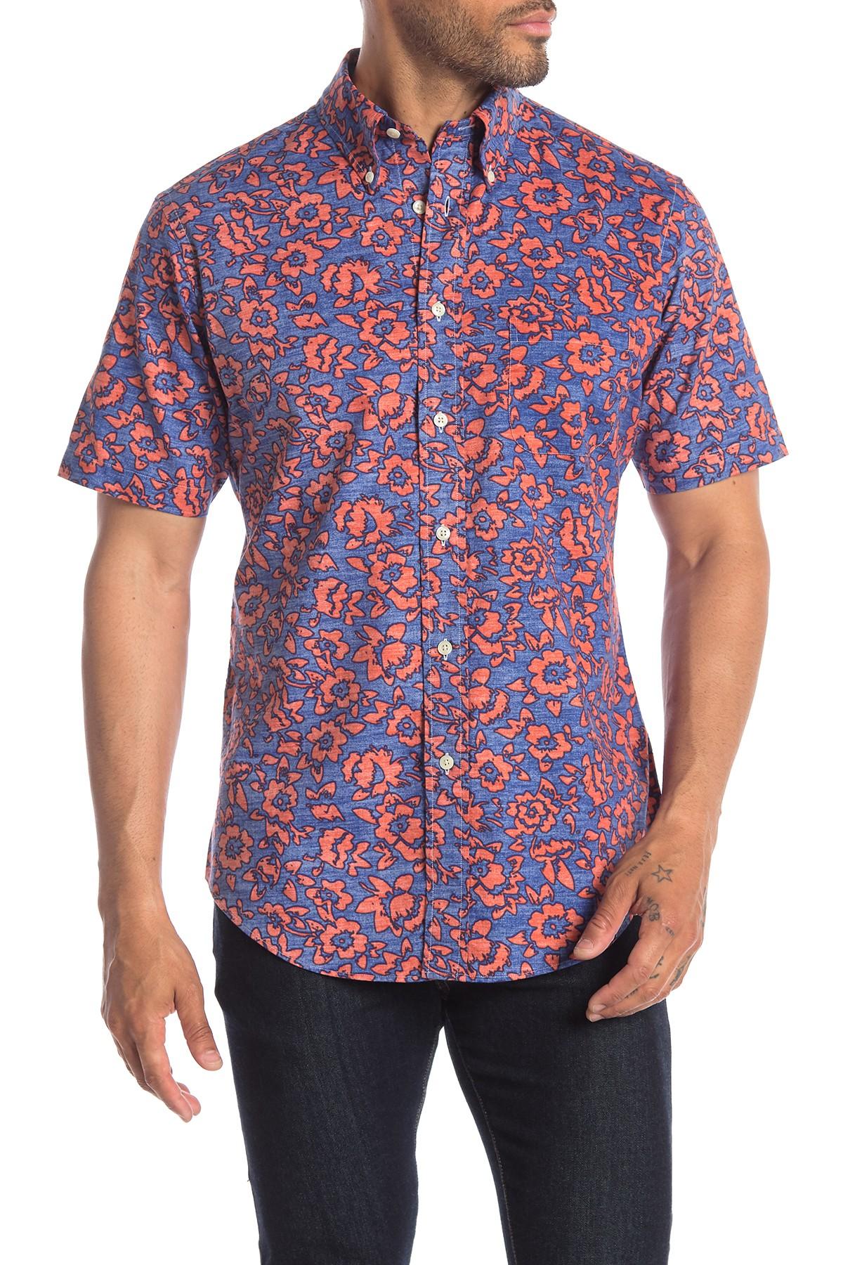 Brooks Brothers Hawaiian Print Short Sleeve Regular Fit Shirt in Blue ...