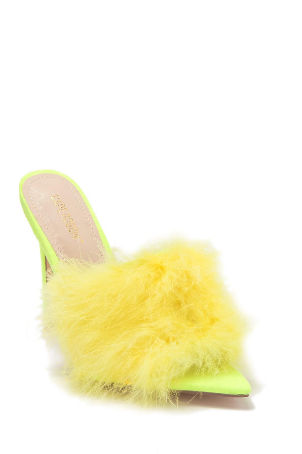 yellow feather heels