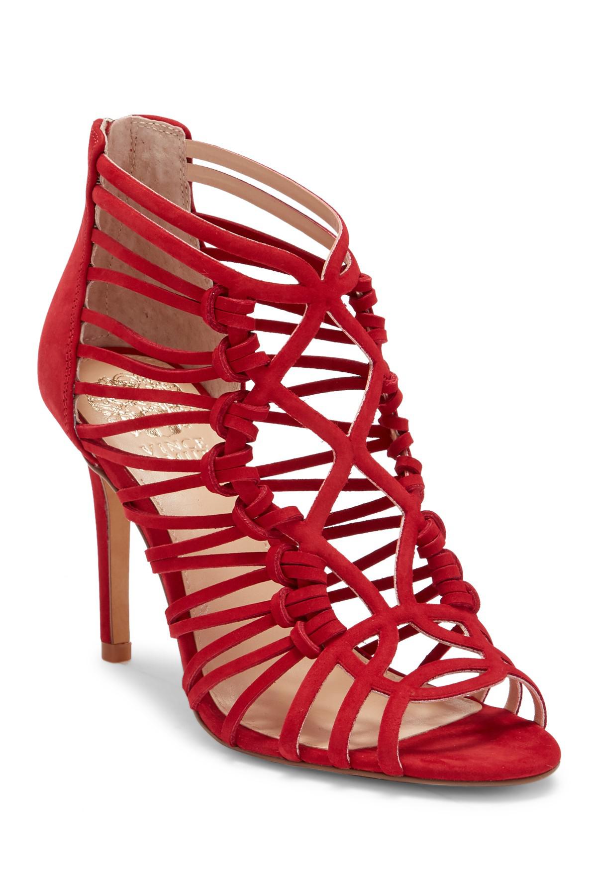 Vince Camuto Leather Joshalan Strappy Suede Sandal in Red - Lyst