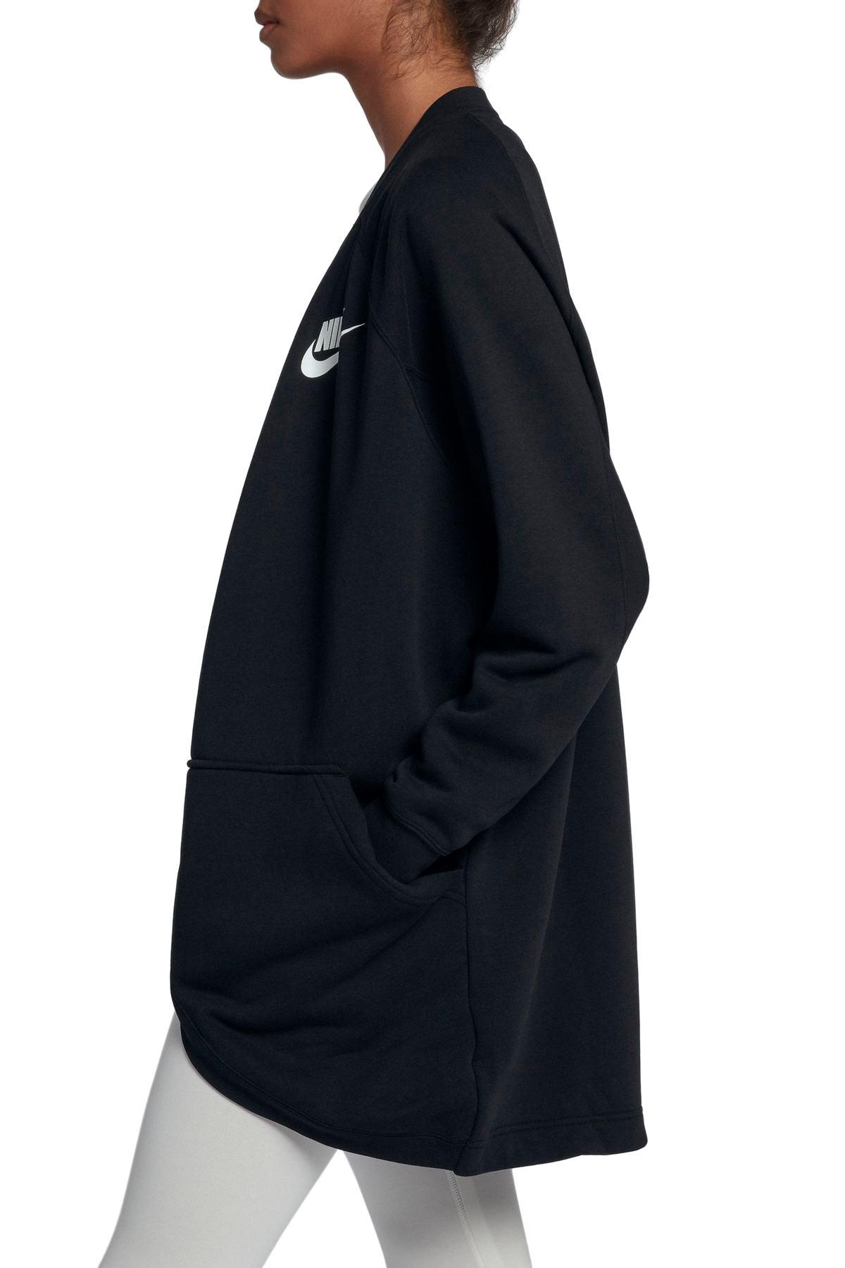 Nike Sportswear Rally Relaxed Fleece Cardigan in Black/White (Black) | Lyst