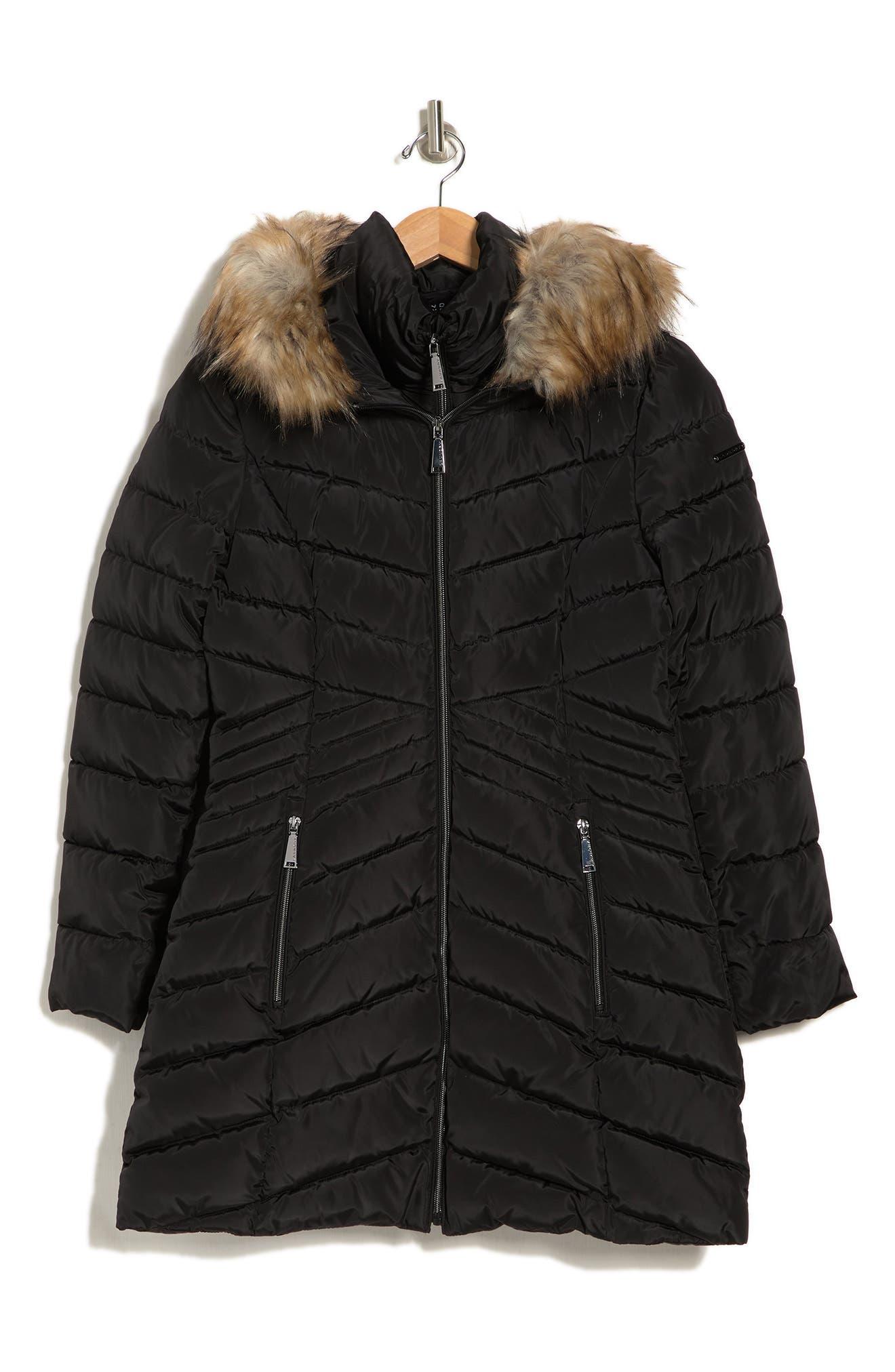 Laundry by shelli segal windbreaker faux fur trim clearance puffer