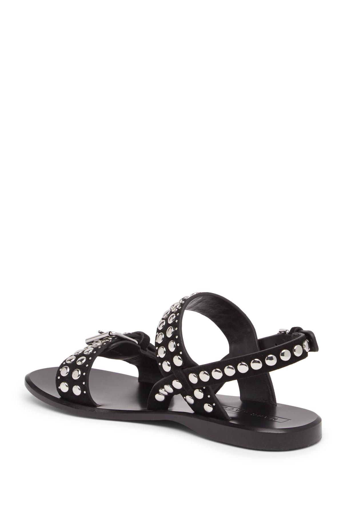 Marc Jacobs Tawny Flat Studded Leather Sandal in Black - Lyst