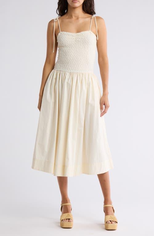 Lush Tied Strap Drop Waist Midi Dress in Natural Lyst