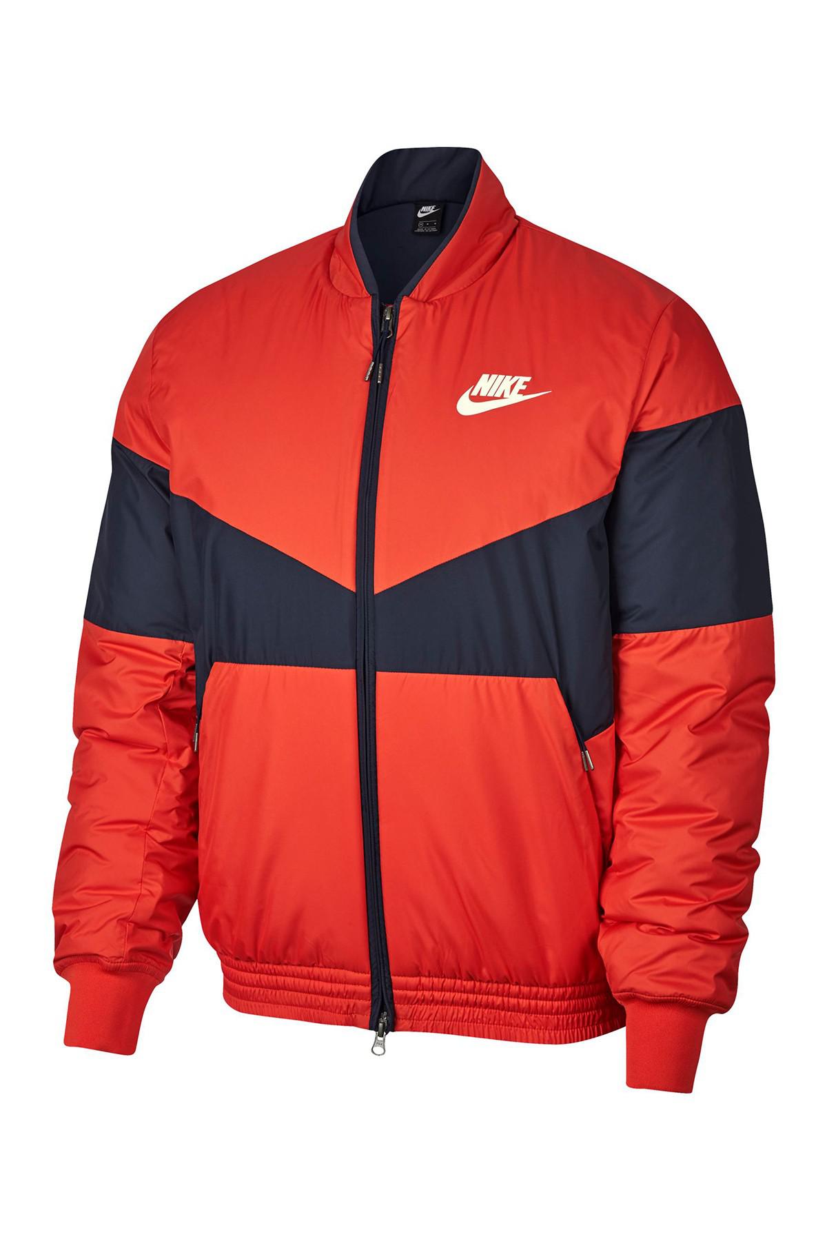 nike logo embossed bomber jacket