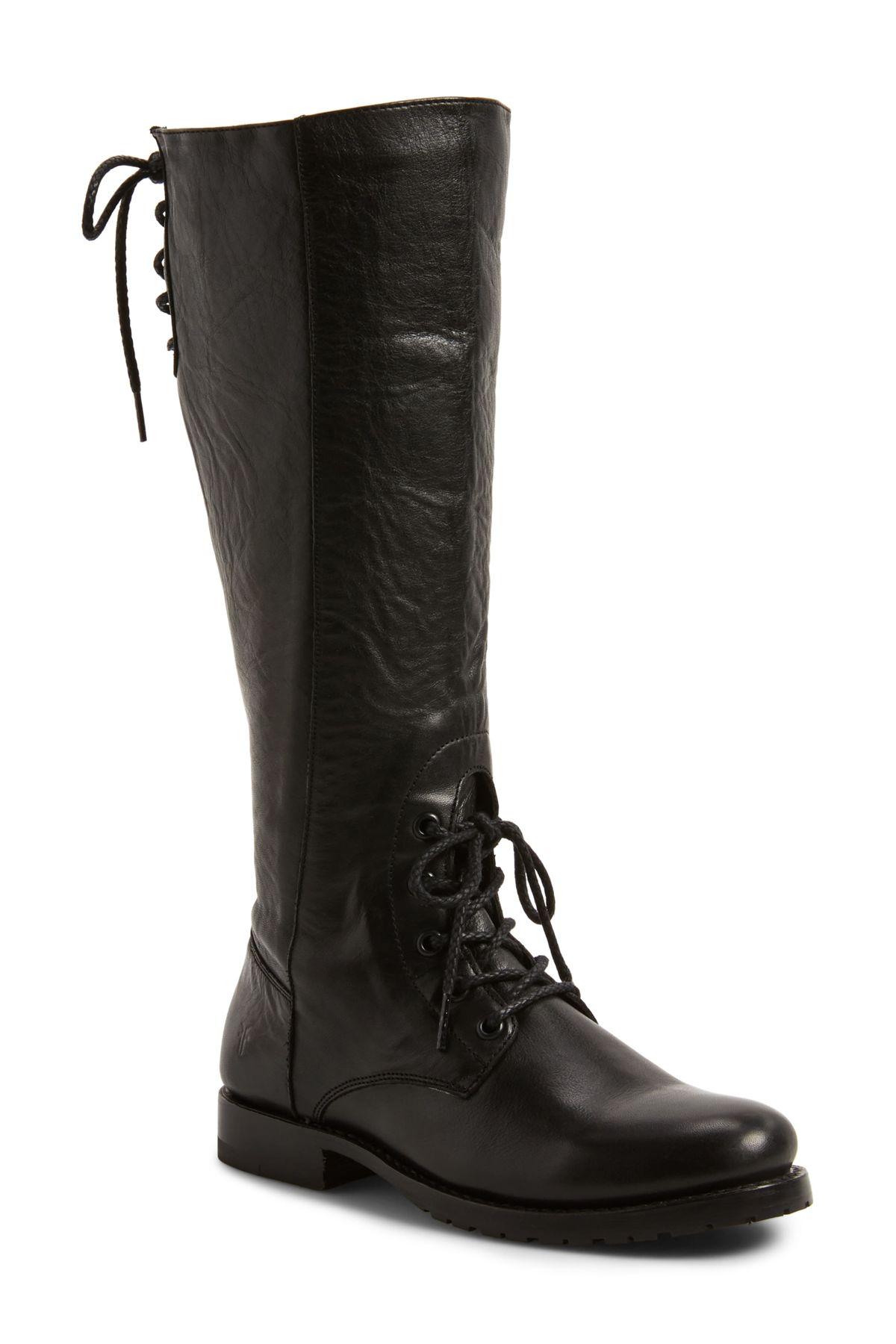 knee high leather combat boots