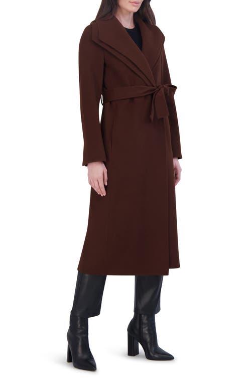 Tahari Elliot Tie Waist Wool Blend Coat in Brown Lyst