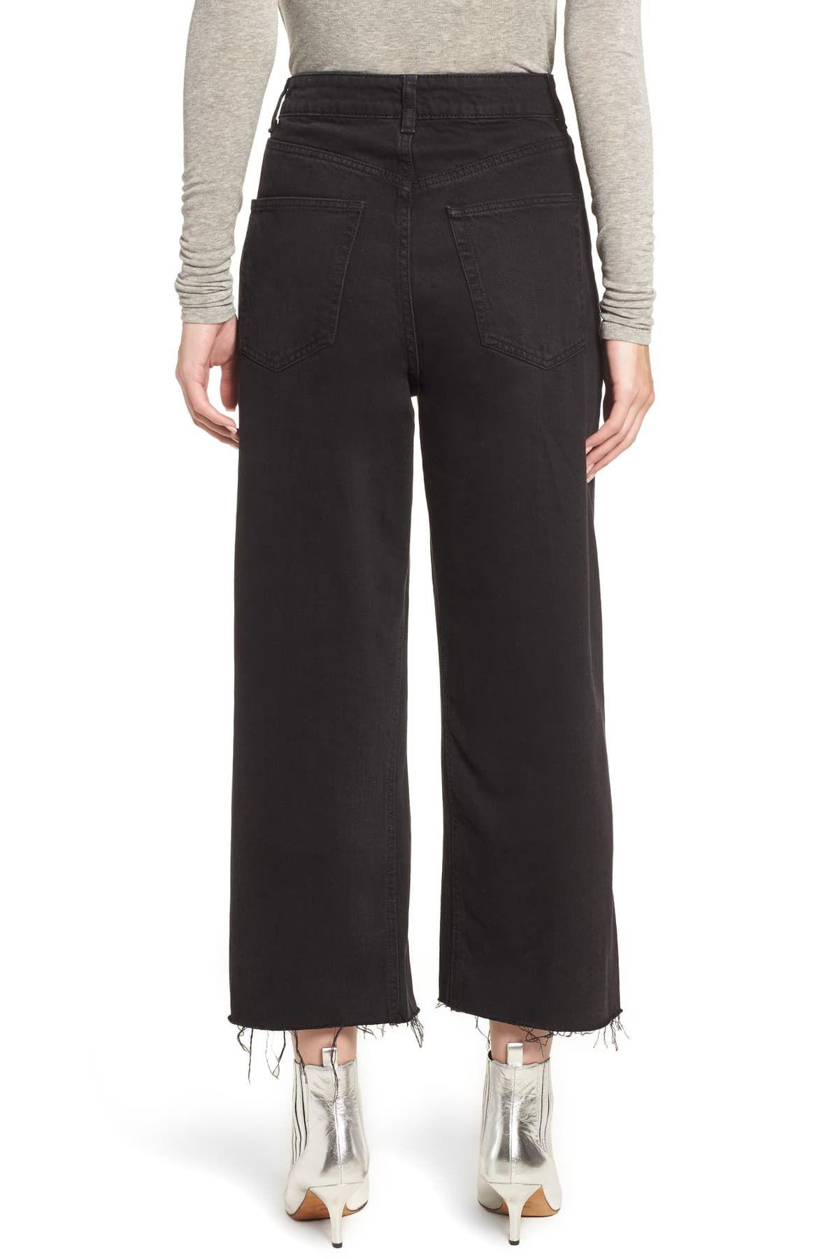 black wide leg crop