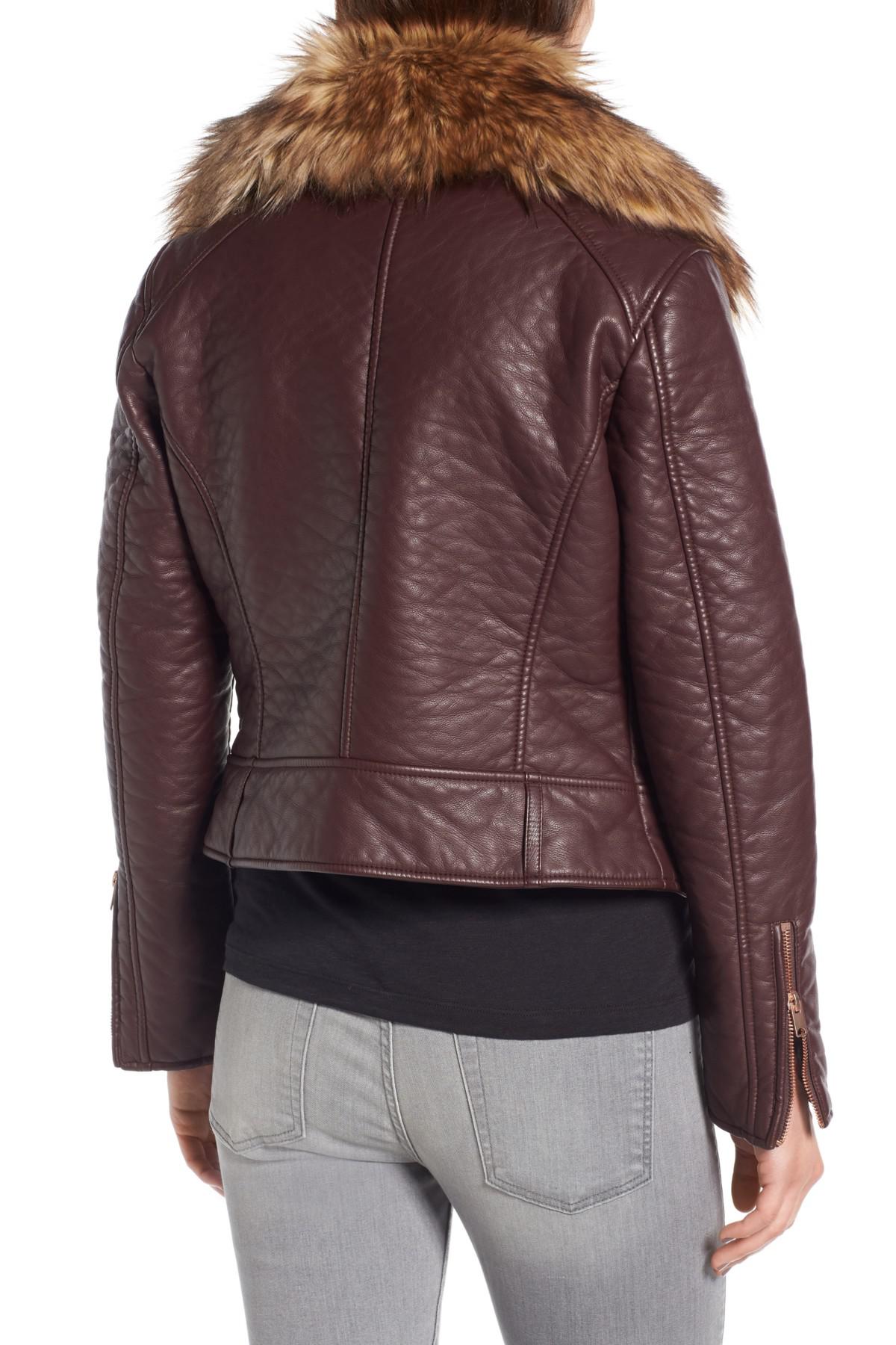 Marc New York Multicolor Andrew Beverly Faux Leather Jacket With Fur Trim