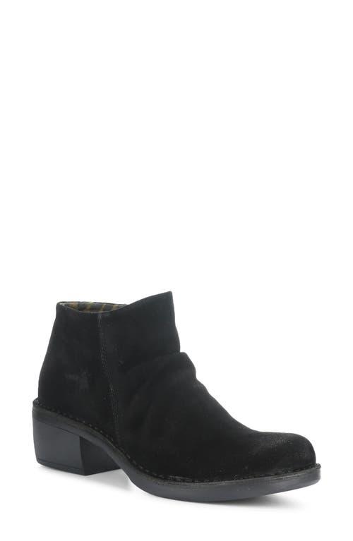 Fly London Ruched Vamp Leather Bootie in Black Lyst