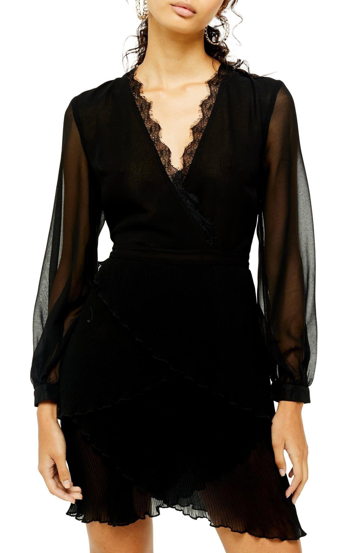 Topshop Pleated Mini Dress With Ruffle Detail In Black Italy, SAVE 48% -  aveclumiere.com