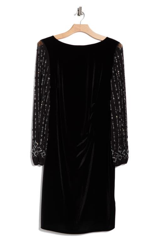 marina beaded long sleeve sheath dress Marina 267863