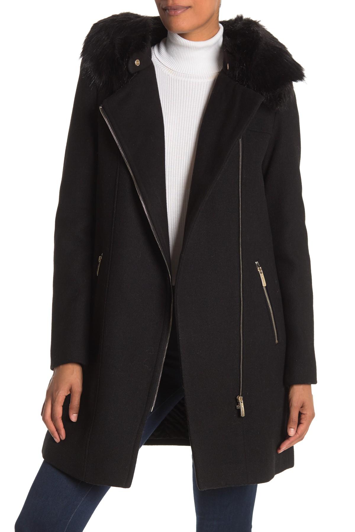 wool coat with fur hood