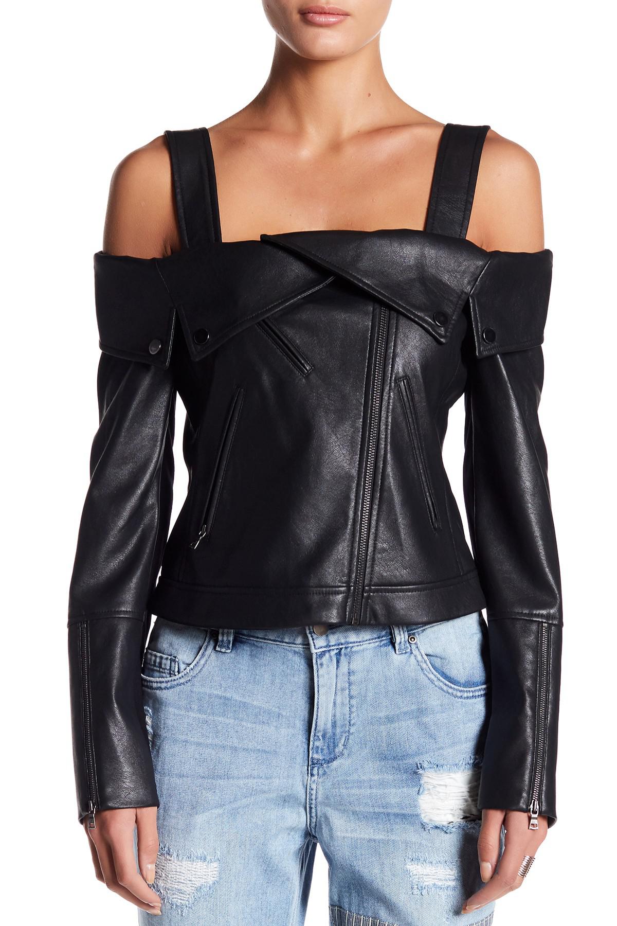 faux leather off the shoulder top