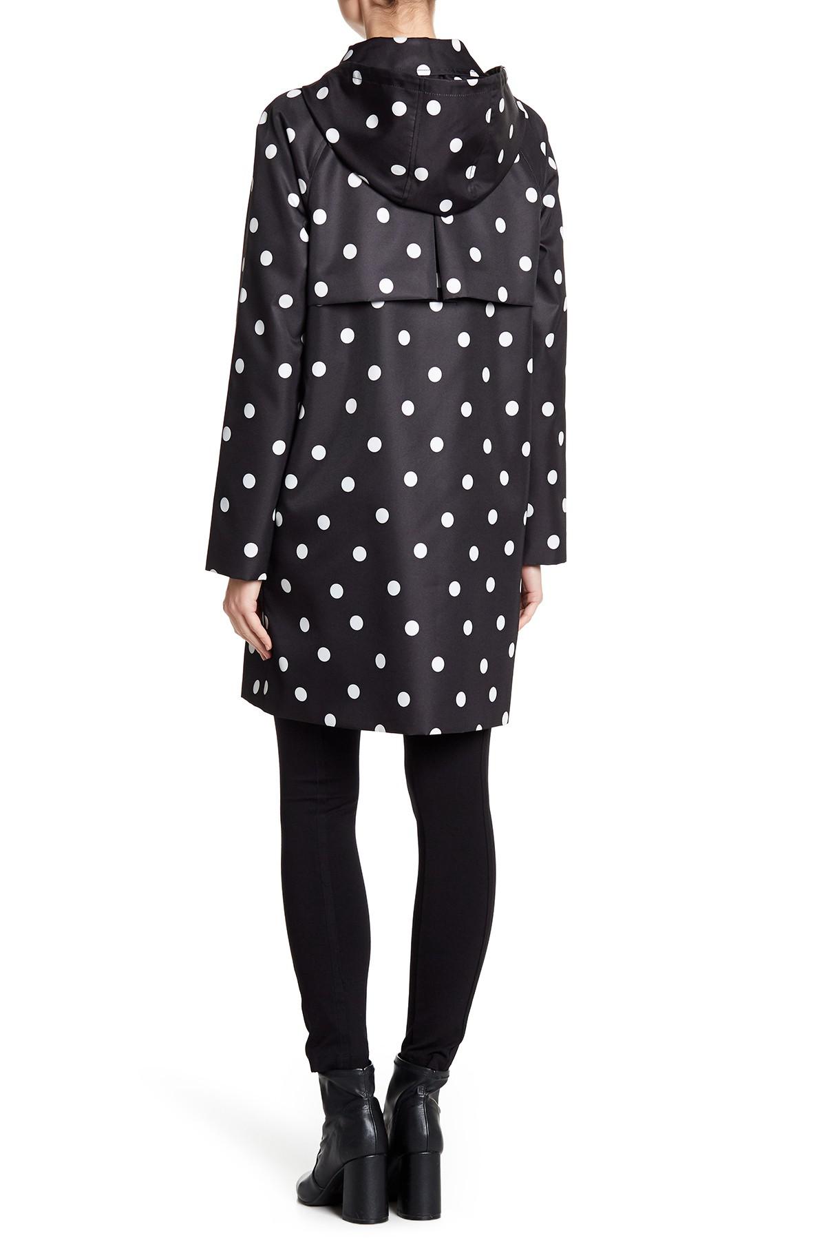 Synthetic Deco Dot Print Trench Coat 