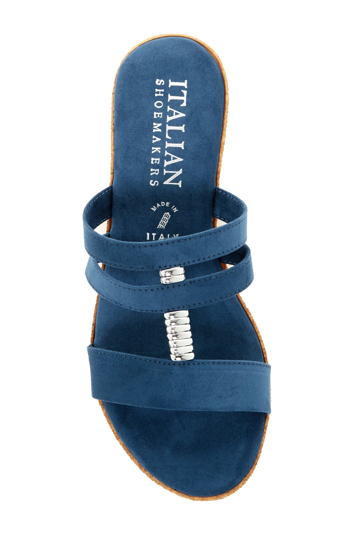 Italian Shoemakers Suede Strappy Wedge Sandal in Denim (Blue) - Lyst