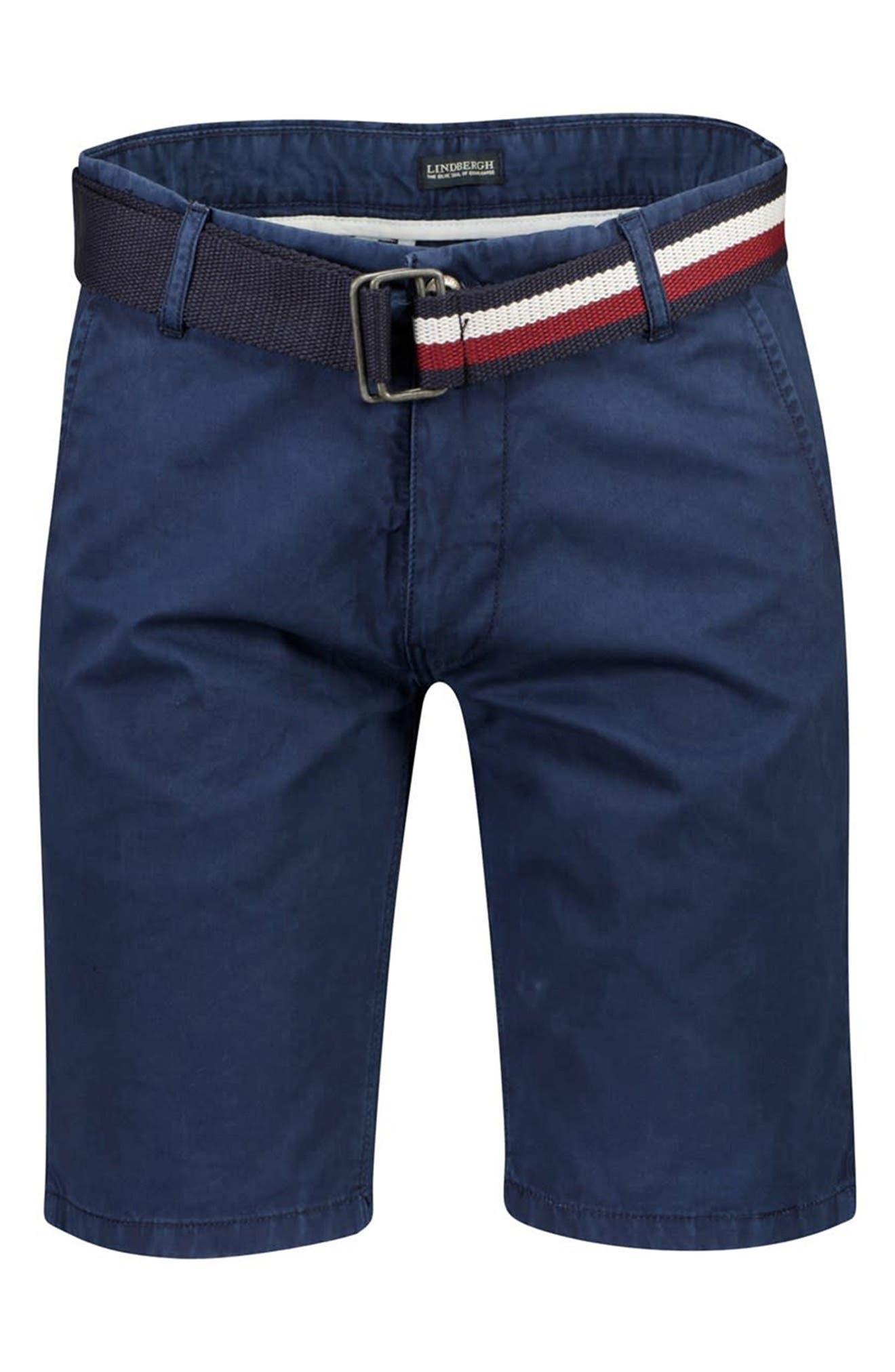 Lindbergh Signature Belt Chino Shorts in Blue for Men | Lyst