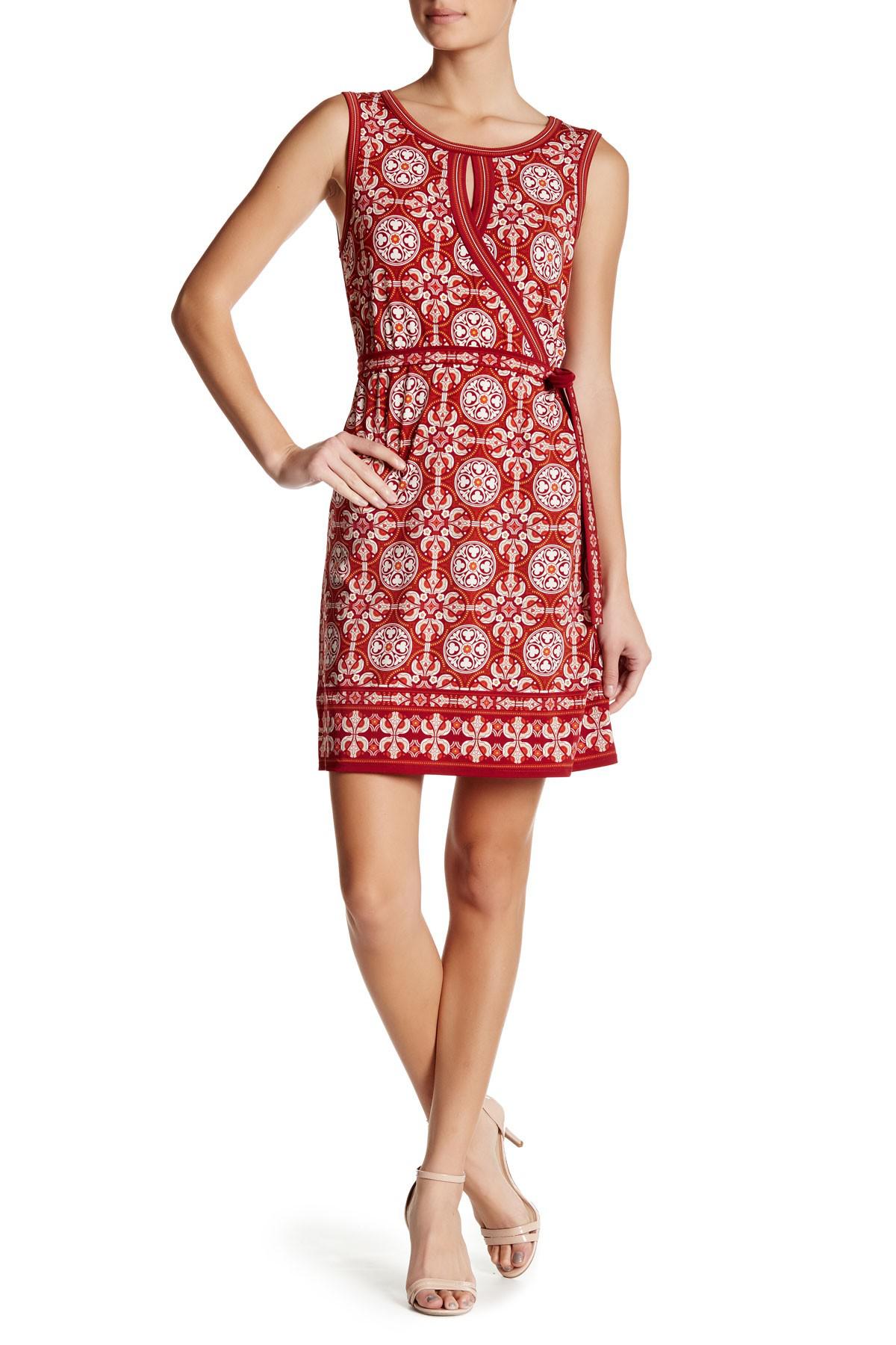 Lyst - Max Studio Sleeveless Keyhole Printed Dress in Red