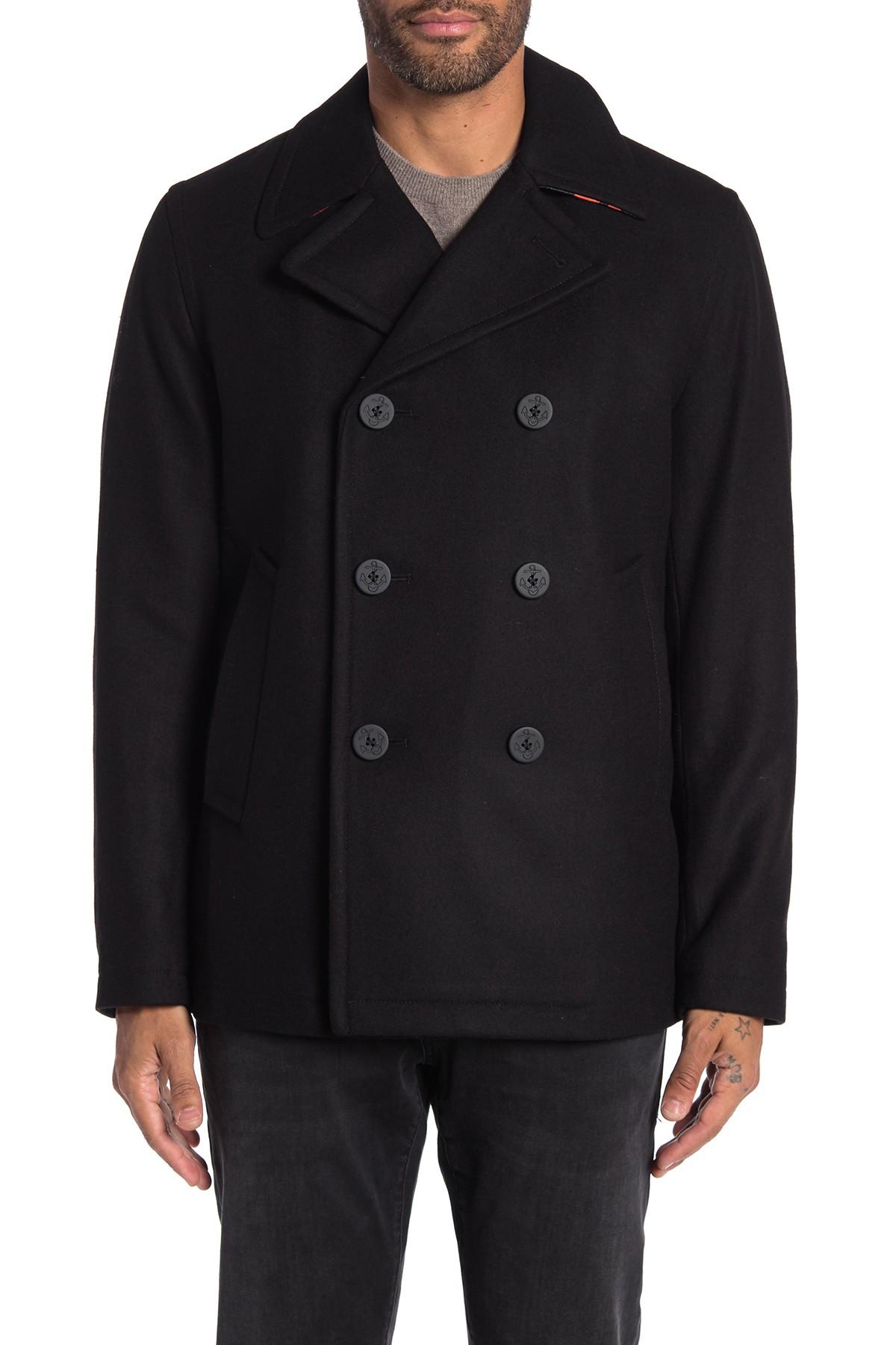 Michael Kors Meredith Heavy Double-breasted Pea Coat in Black for Men | Lyst