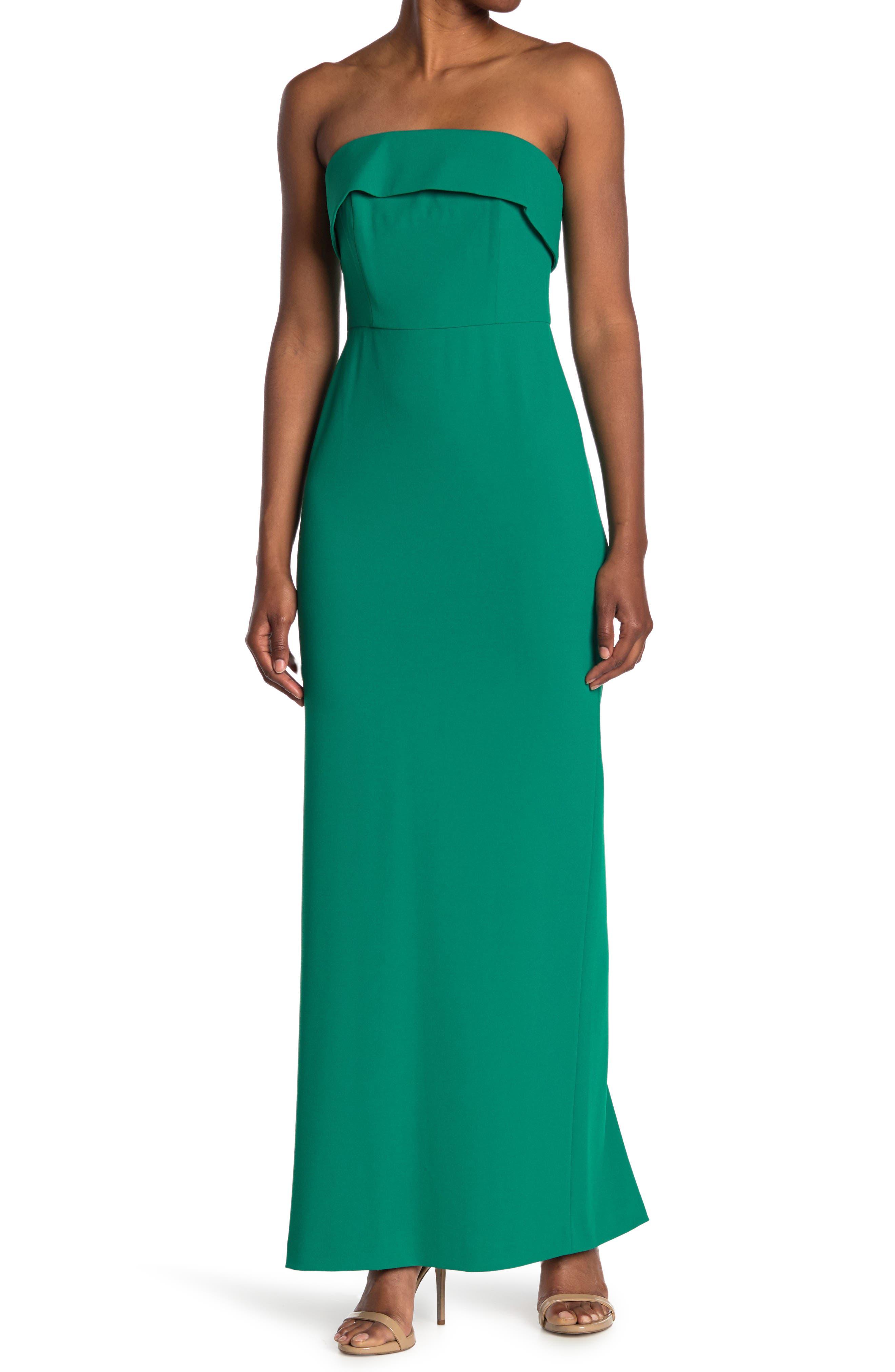 Calvin Klein Strapless Foldover Gown in Green | Lyst