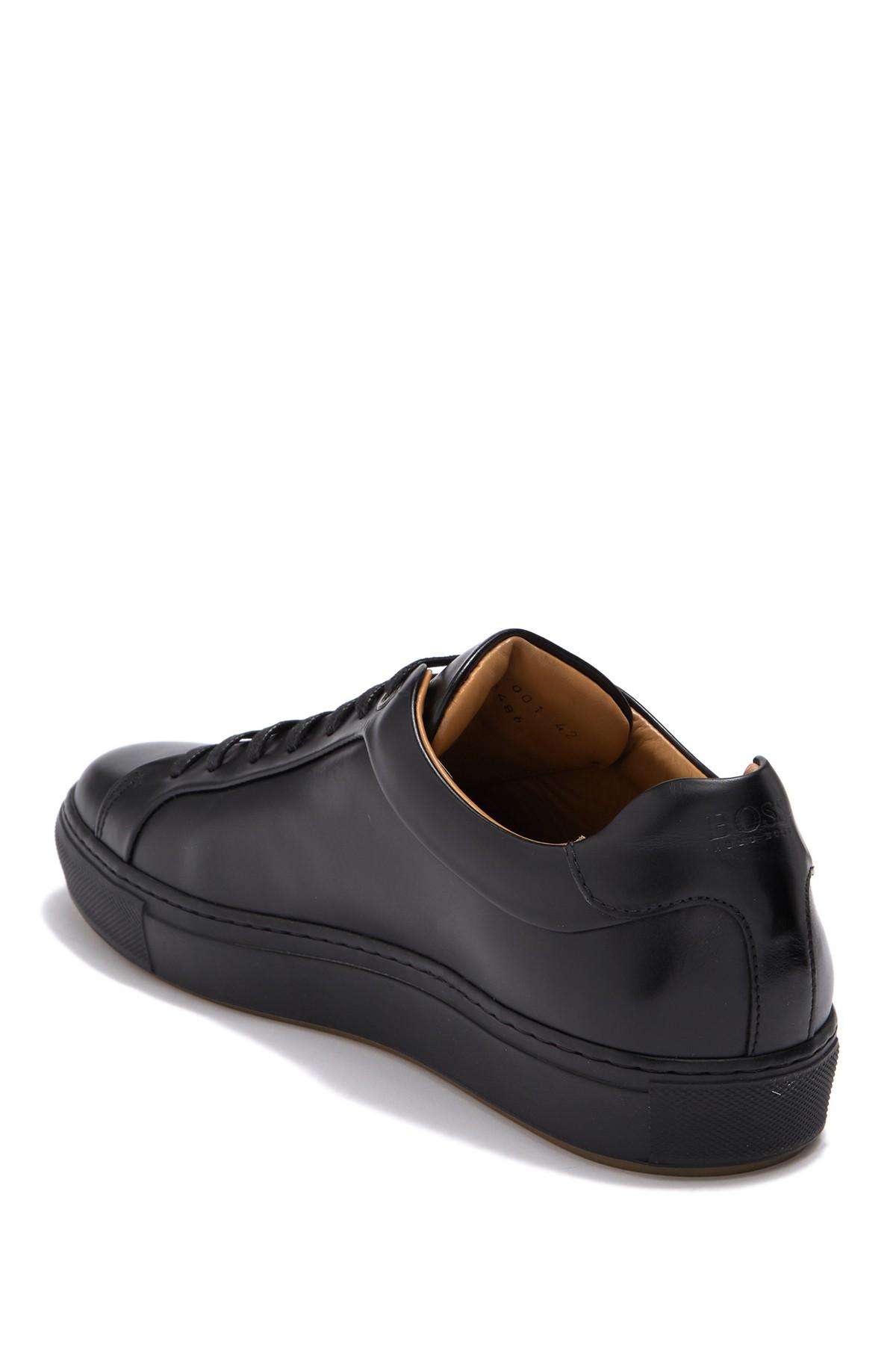 BOSS Mirage Tennis Leather Sneaker in Black for Men - Lyst