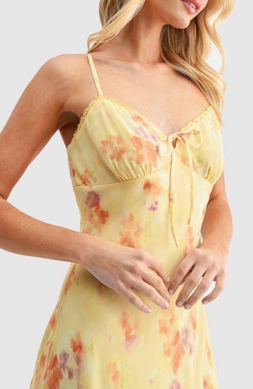 Lush Floral V-Neck Tie Midi Dress in Yellow | Lyst Lush Floral V-Neck Tie Midi Dress in Yellow | Lyst