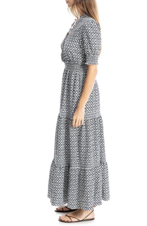 Max Studio Floral Short Sleeve Tiered Maxi Dress in Gray | Lyst