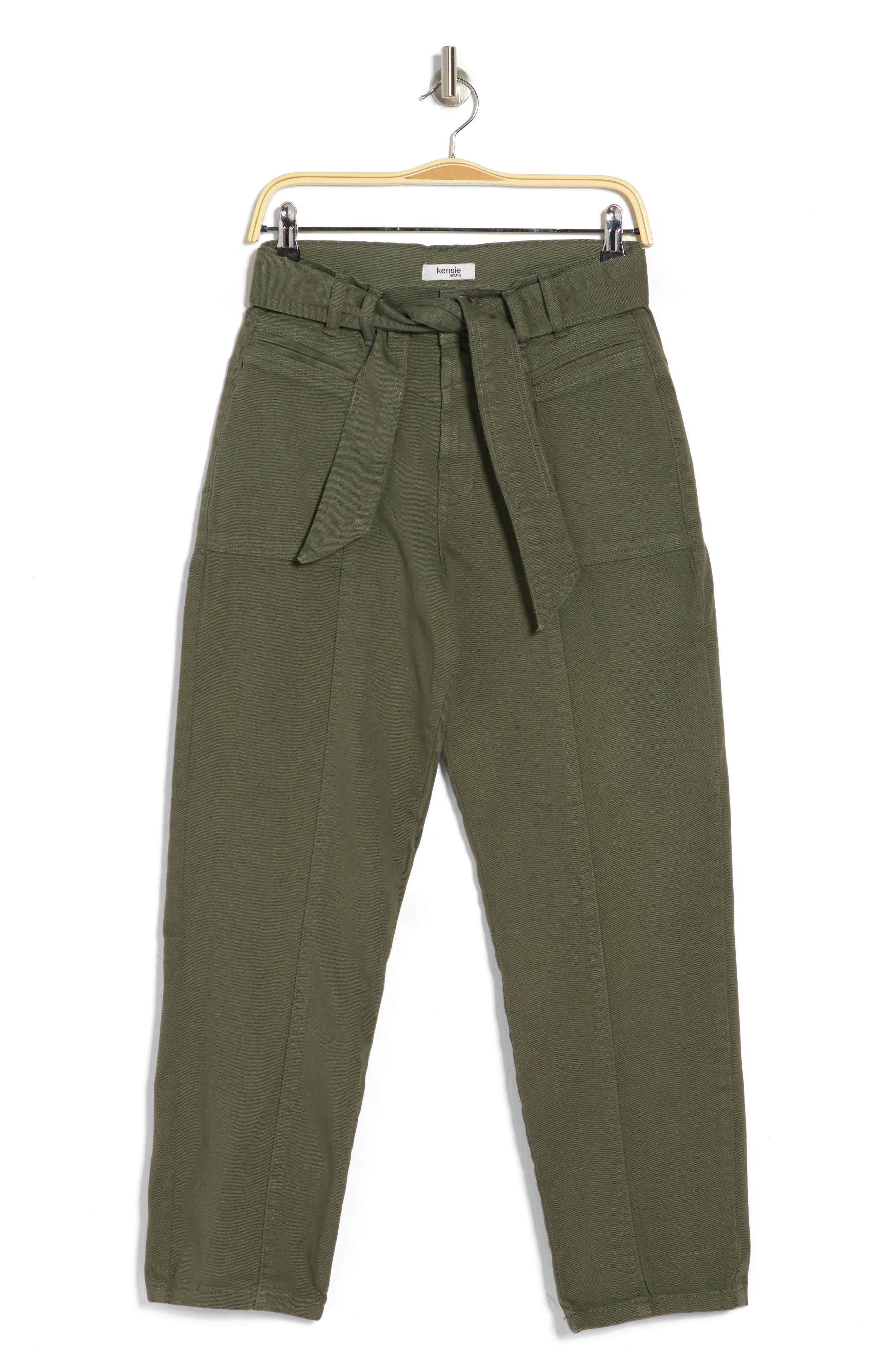 Kensie High Waist Utility Pants in Green Lyst