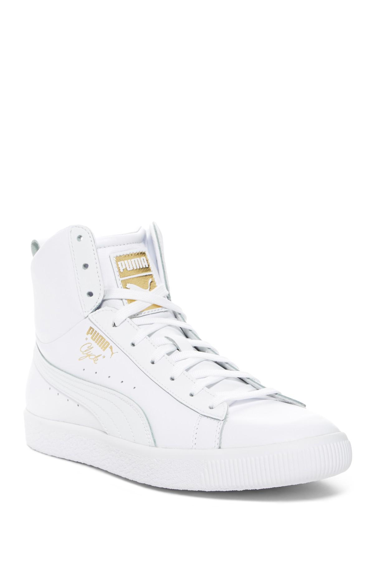 puma clyde mid core foil white