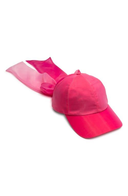 Eugenia Kim Lauren Bow Satin Baseball Cap Light Pink Big Bow Energy Hat (White & Pink) – Packed Party main image 3