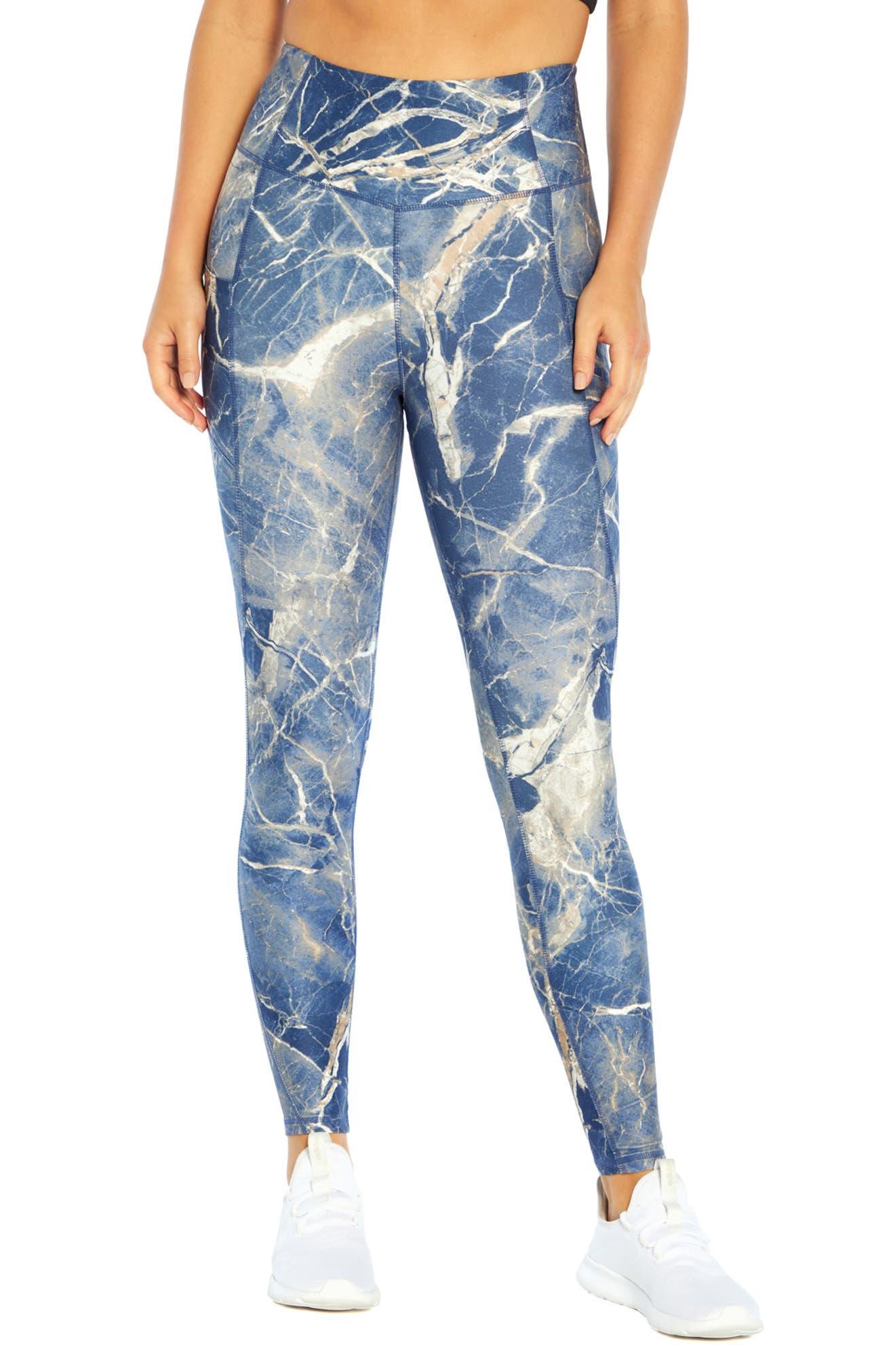 Jessica Simpson High Waisted Ankle Pocket Leggings In Heather Marble Dusk  At Nordstrom Rack in Blue