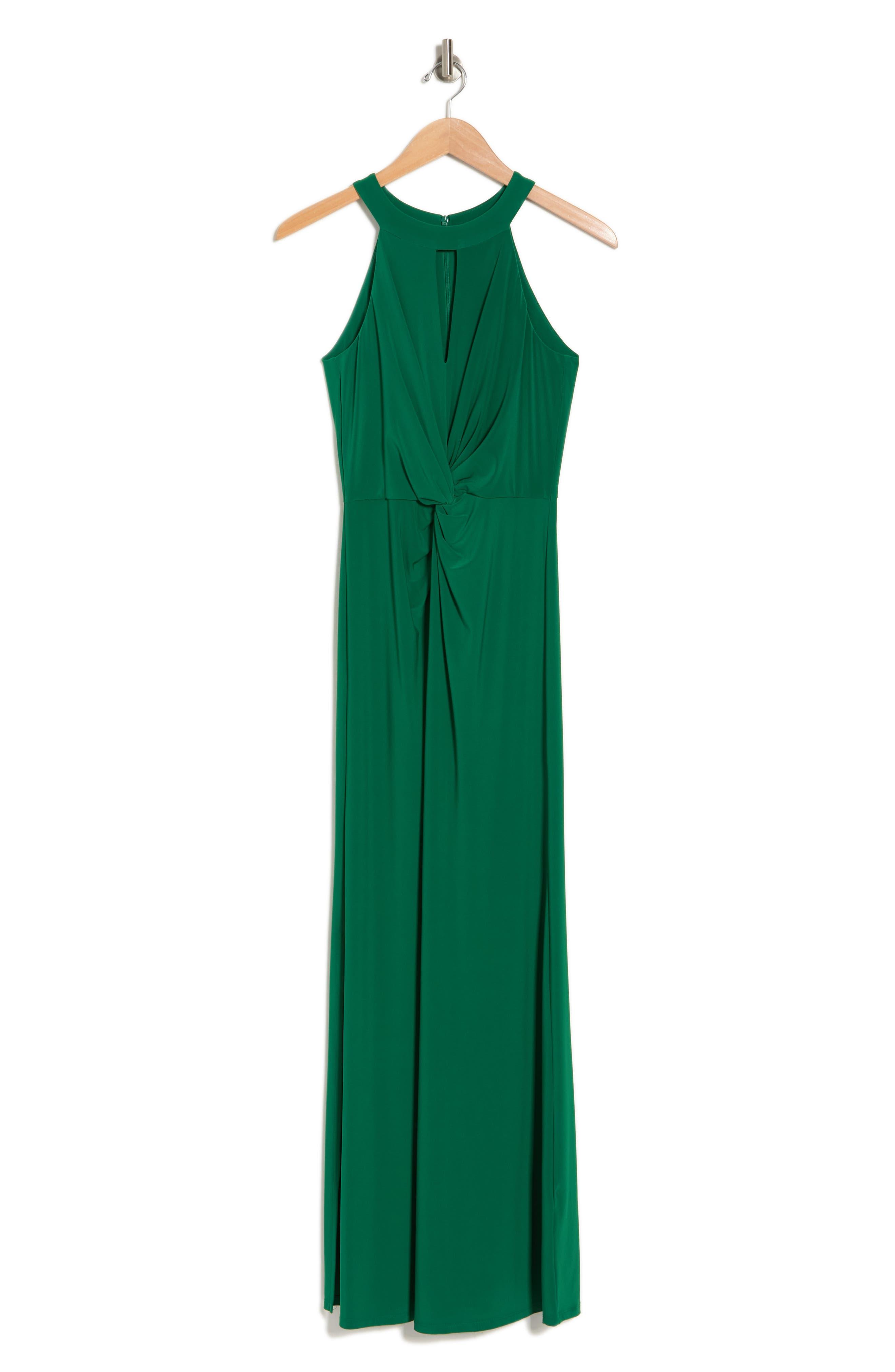 Eliza J Halter Twist Front Maxi Dress in Green | Lyst