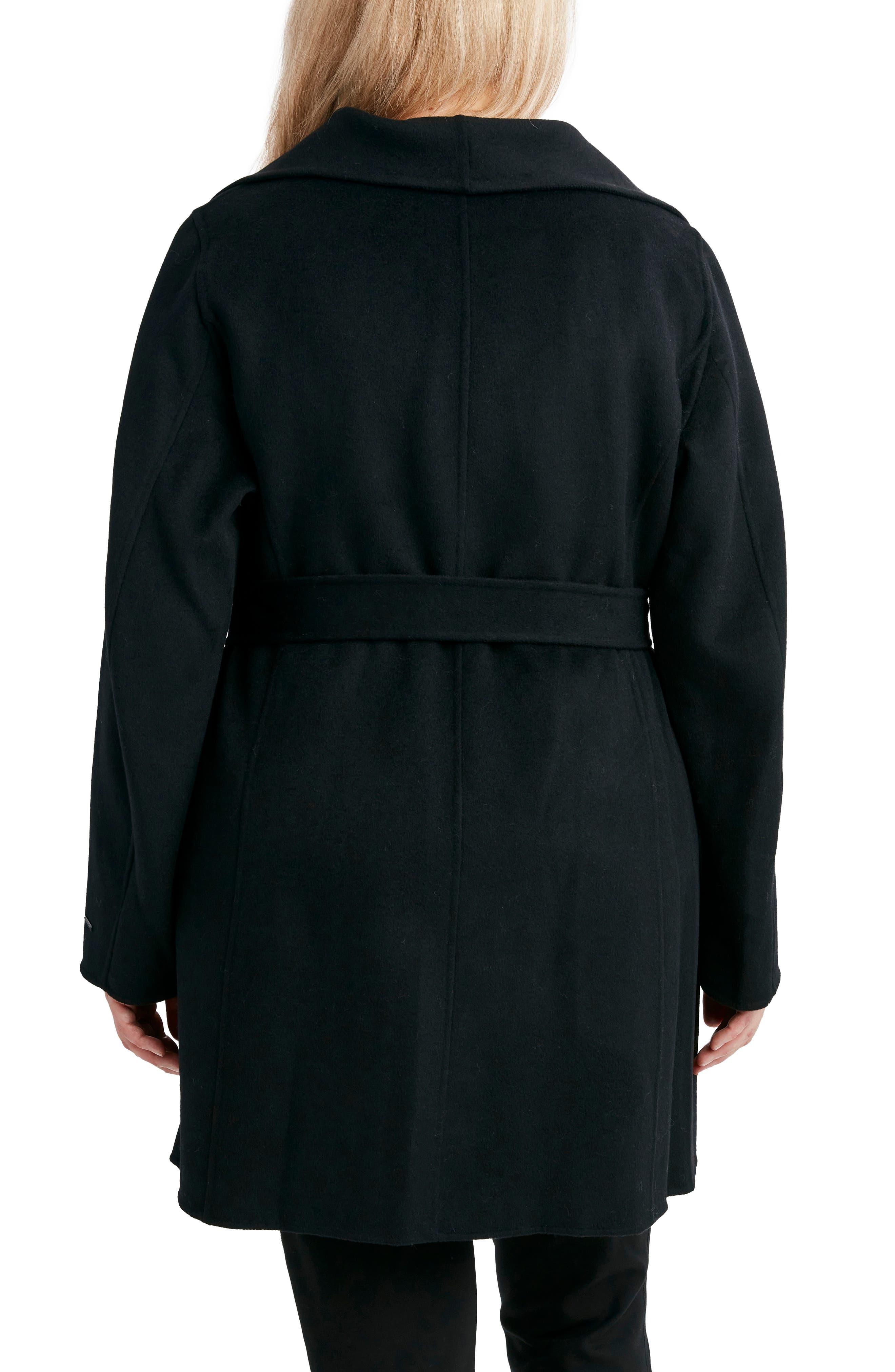 Tahari ella cheap belted wrap coat