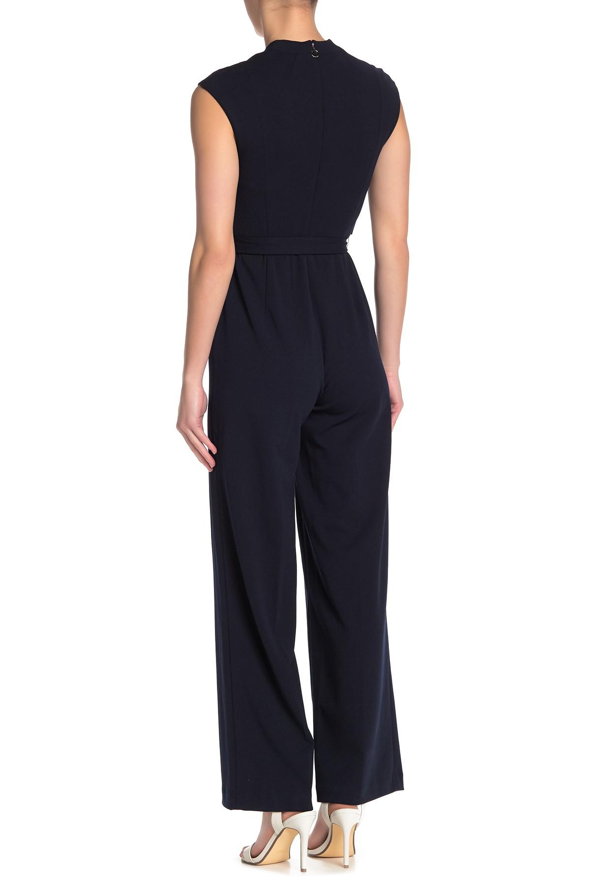 Tommy Hilfiger Synthetic Petite Wide-leg Jumpsuit in Blue - Lyst