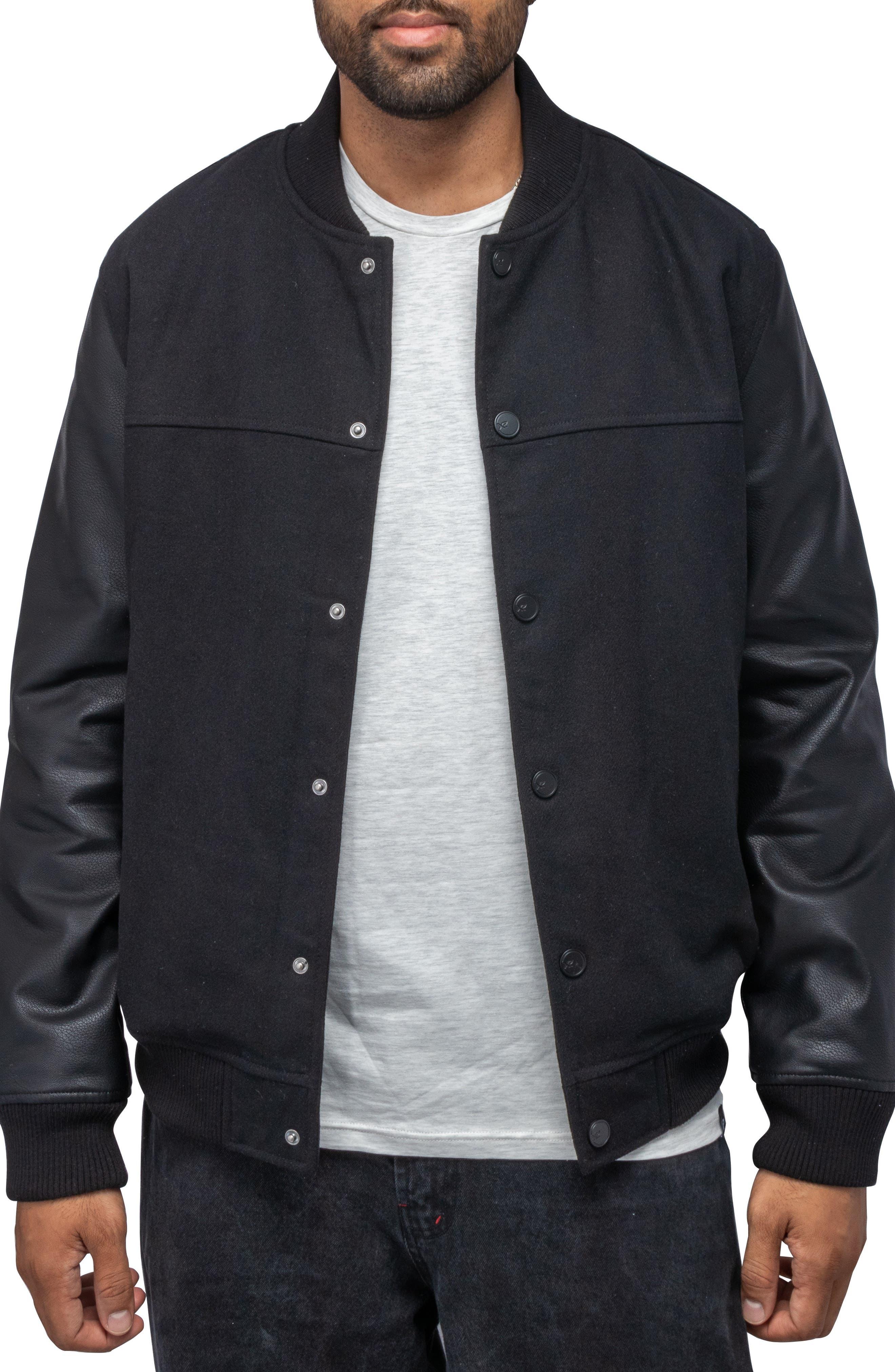 Xray Jeans Mixed Media Faux Leather Bomber Jacket in Blue for Men Lyst