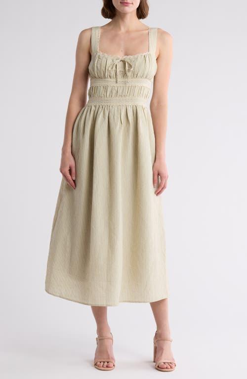 Lush Lace Trim Corset Midi Dress in Natural | Lyst