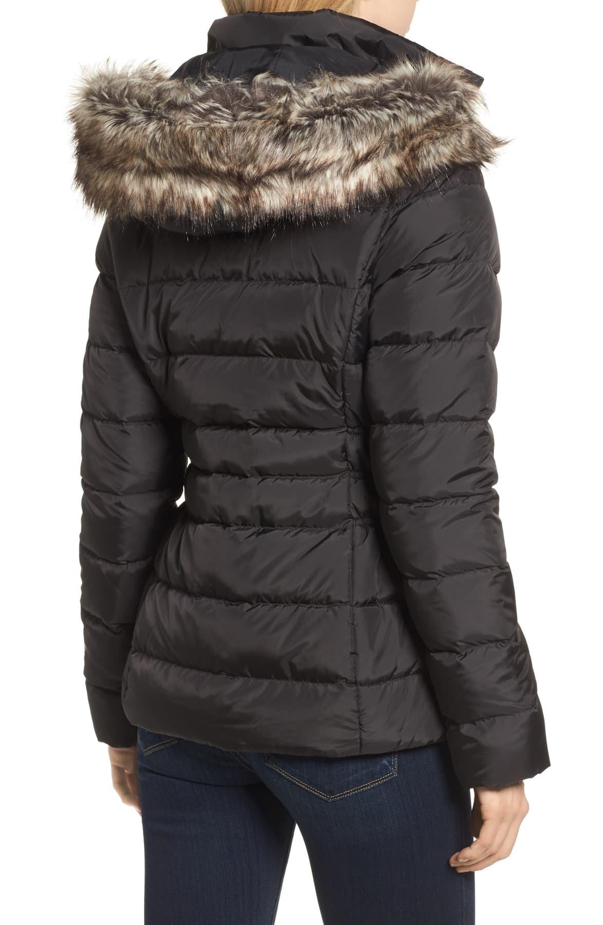 The North Face Synthetic Gotham Ii Faux Fur Trim Hooded Jacket in Black