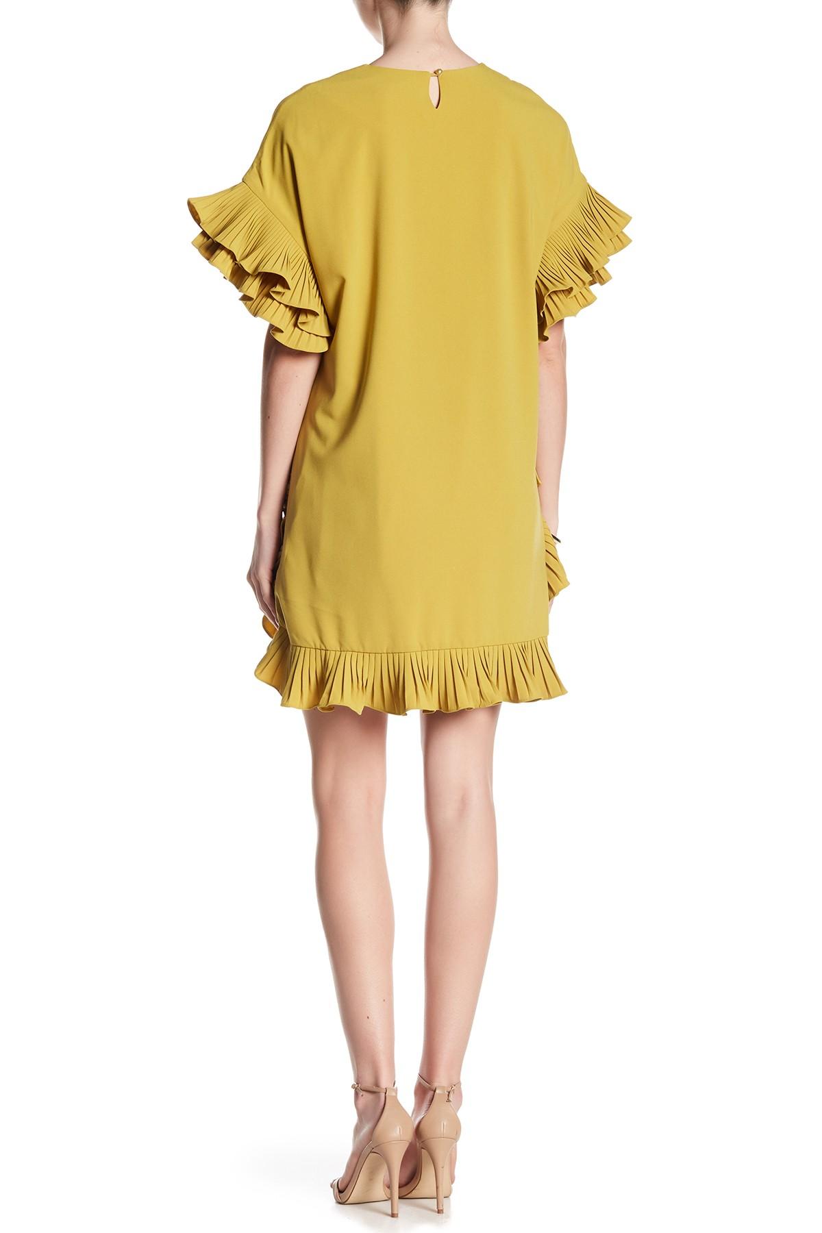 Gracia Synthetic Shift Dress in Mustard (Yellow) Lyst