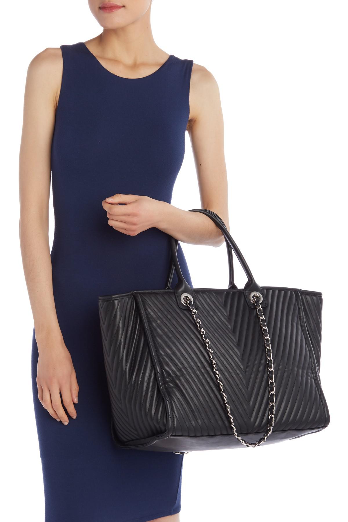 Steve Madden Tina Chevron Quilted Large Tote Bag in Black Lyst