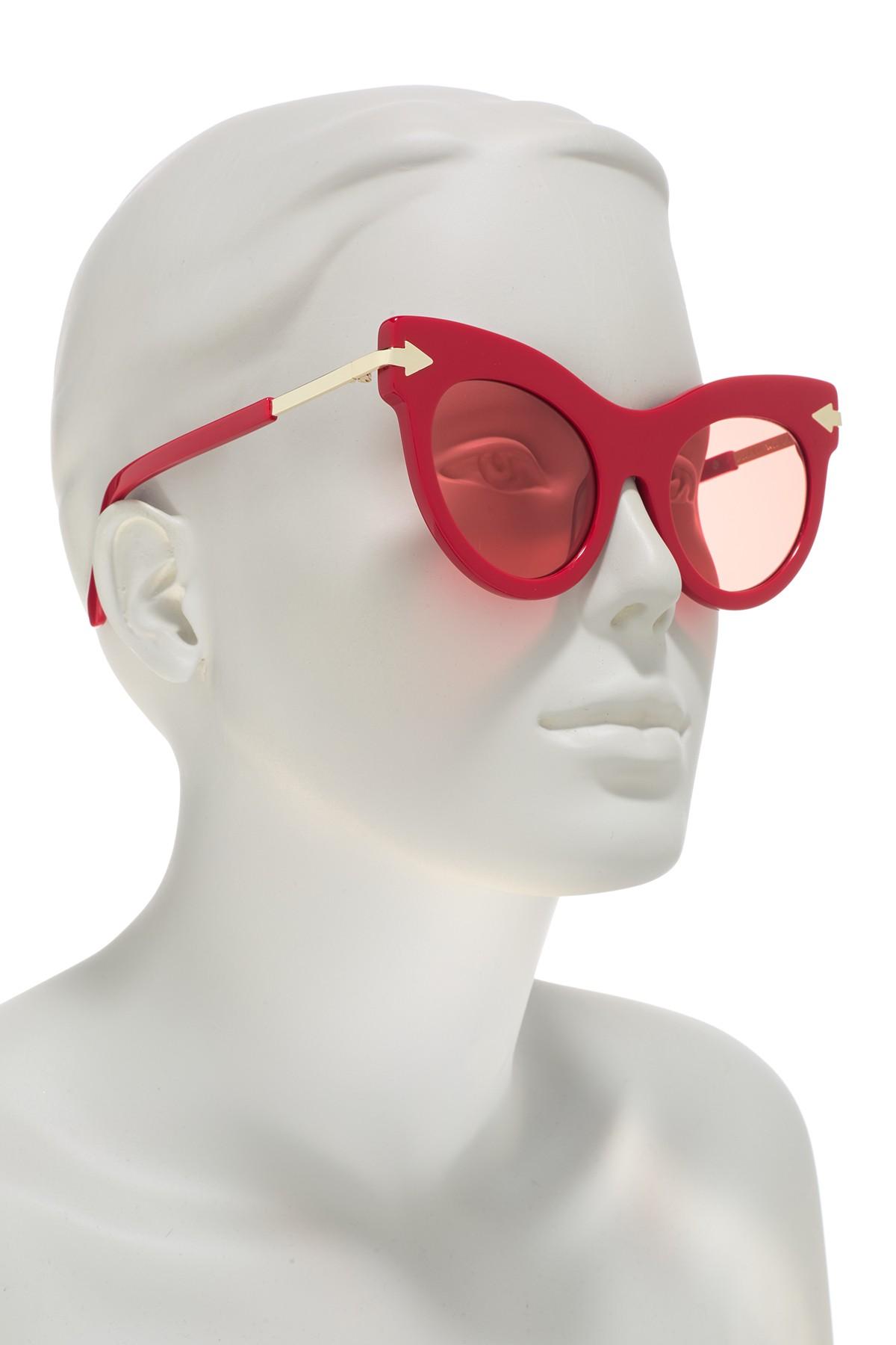 Karen Walker 52mm Miss Lark Cateye Sunglasses in Red Lyst