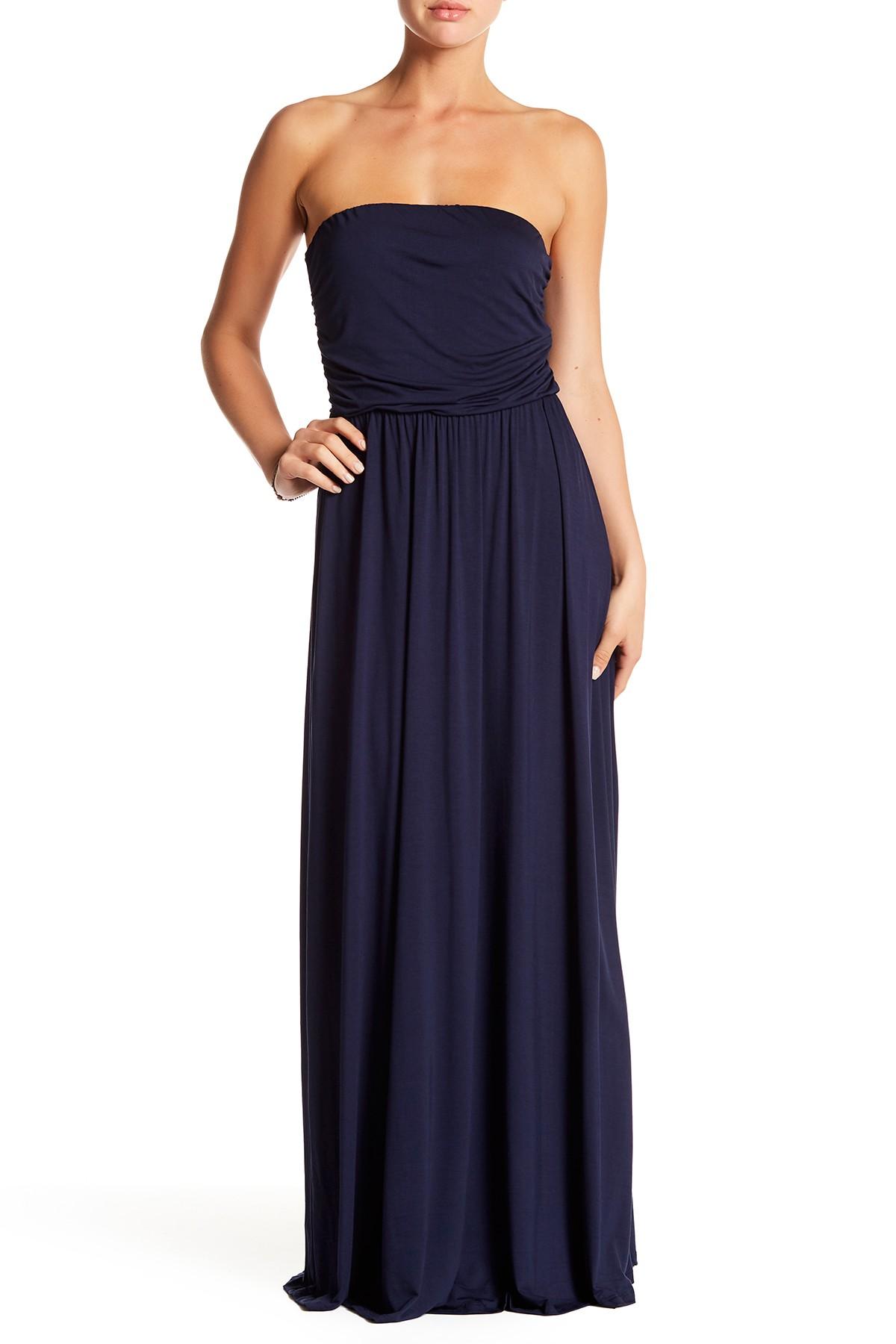 West Kei Synthetic Strapless Knit Maxi Dress in Blue - Lyst