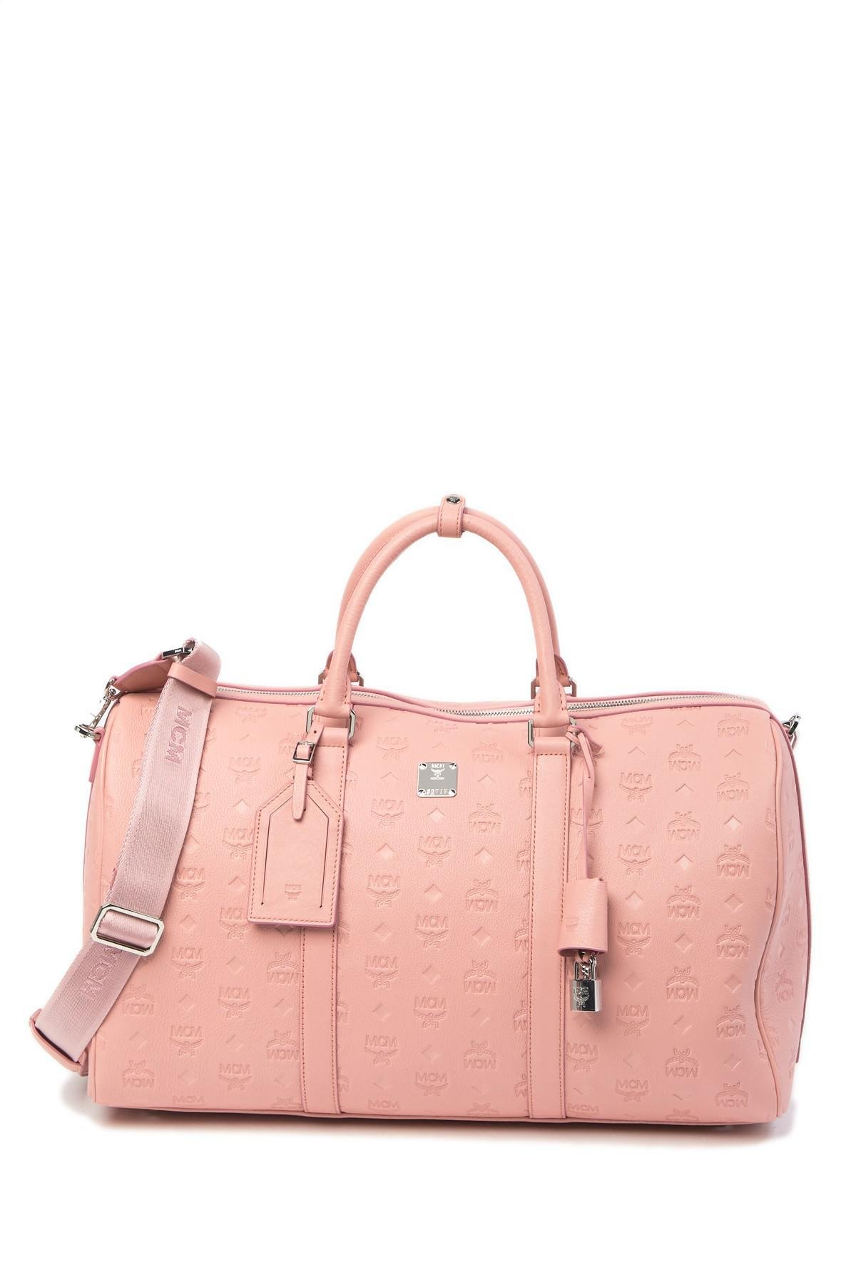 MCM Ottomar Monogrammed Leather Duffle in Pink | Lyst