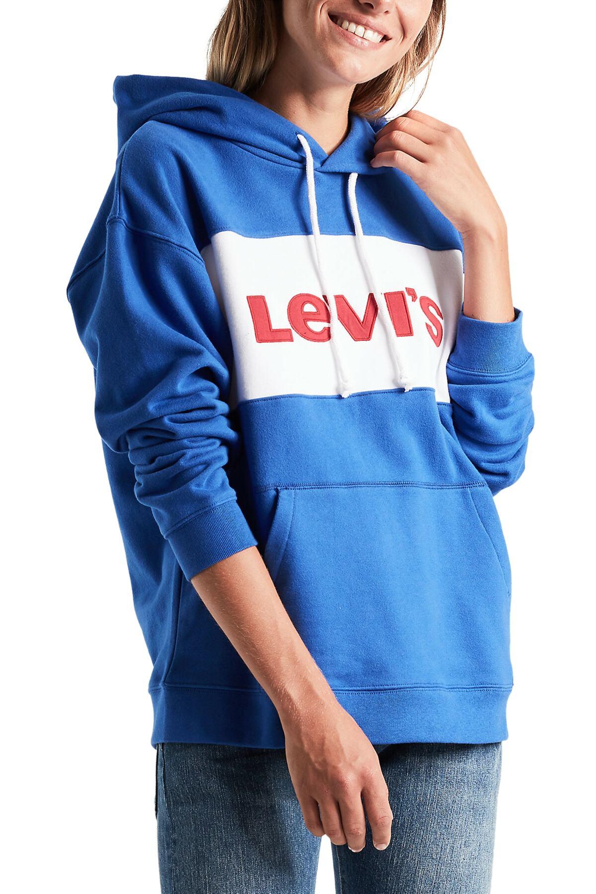 levis raw cut cb crop hoodie colorblock