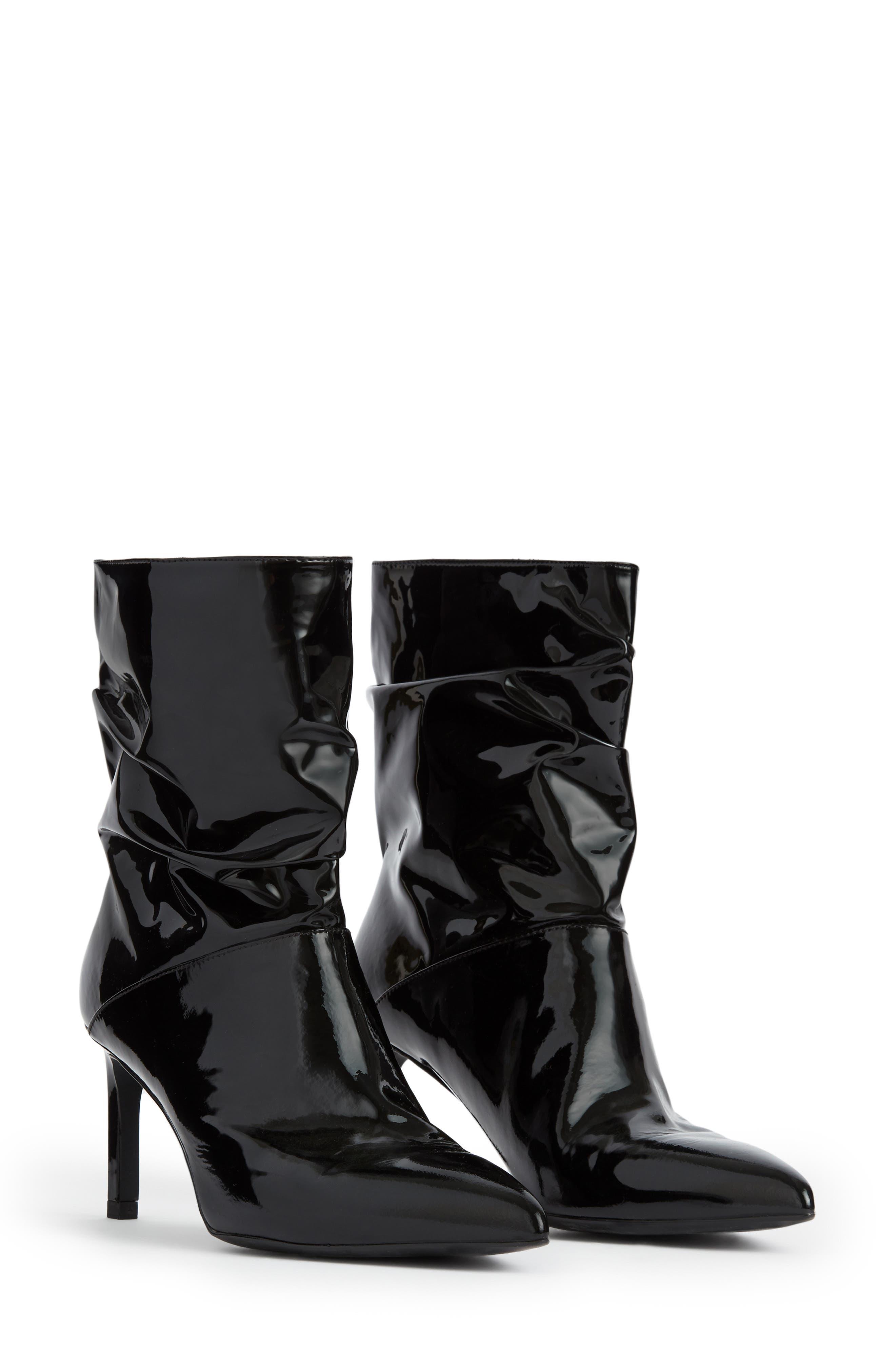 Shop AllSaints Orlana Metallic Embossed Leather Mid-Calf Boots
