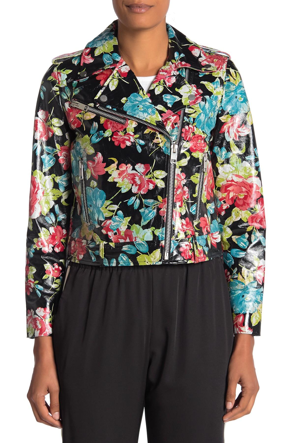 Walter Baker Lisa Floral Printed Leather Jacket Lyst